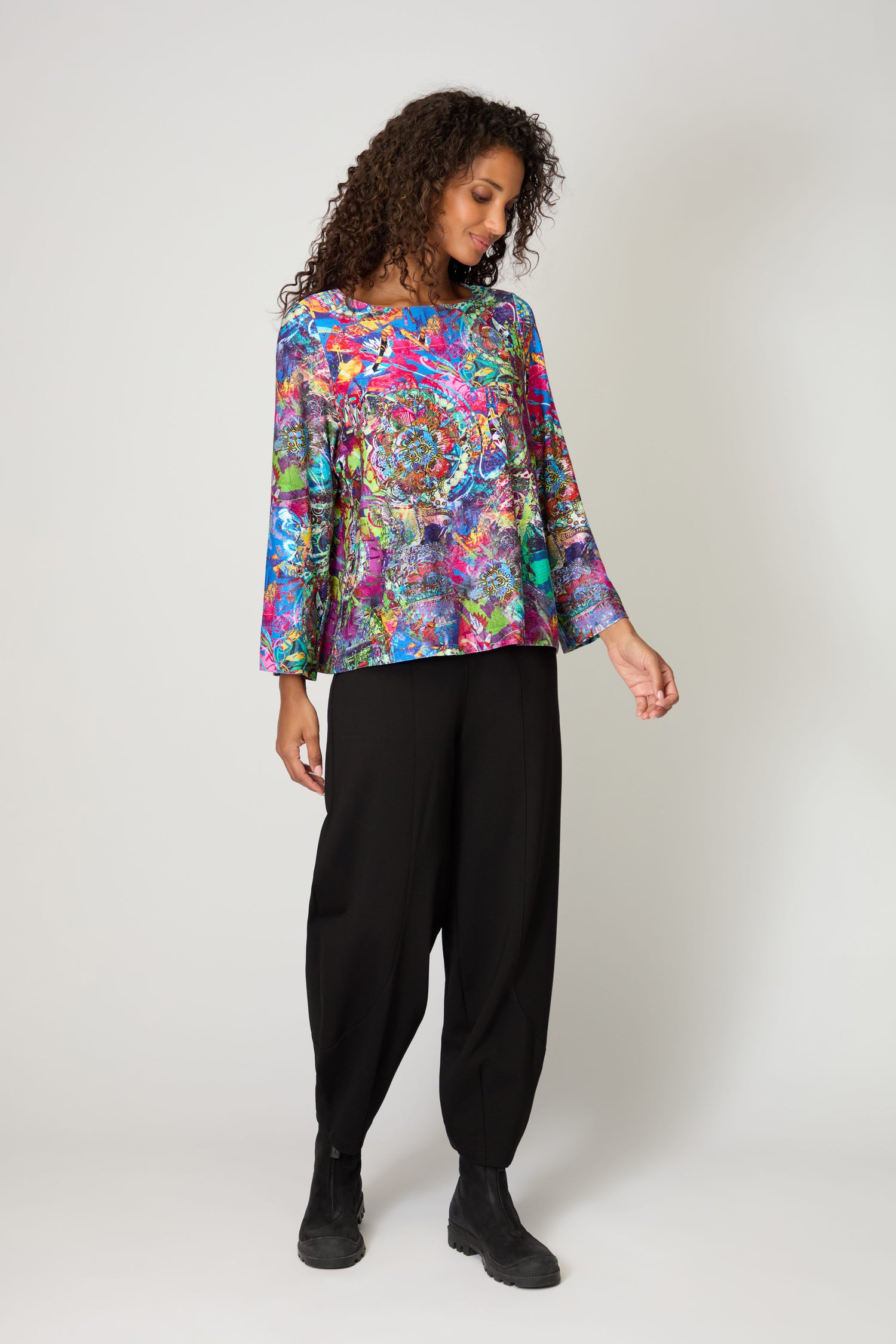 Jane Abstract Floral Jersey Top