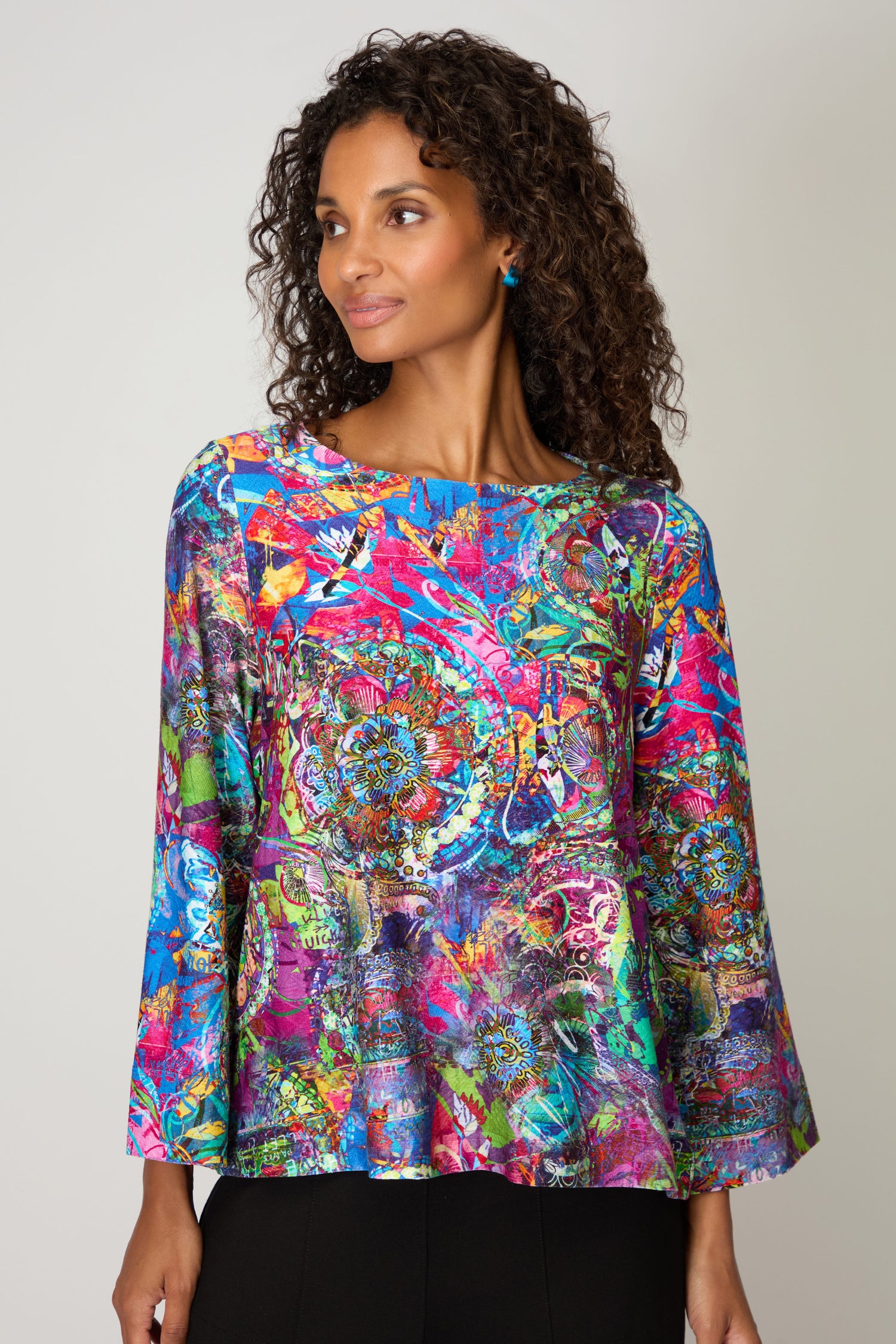 Jane Abstract Floral Jersey Top