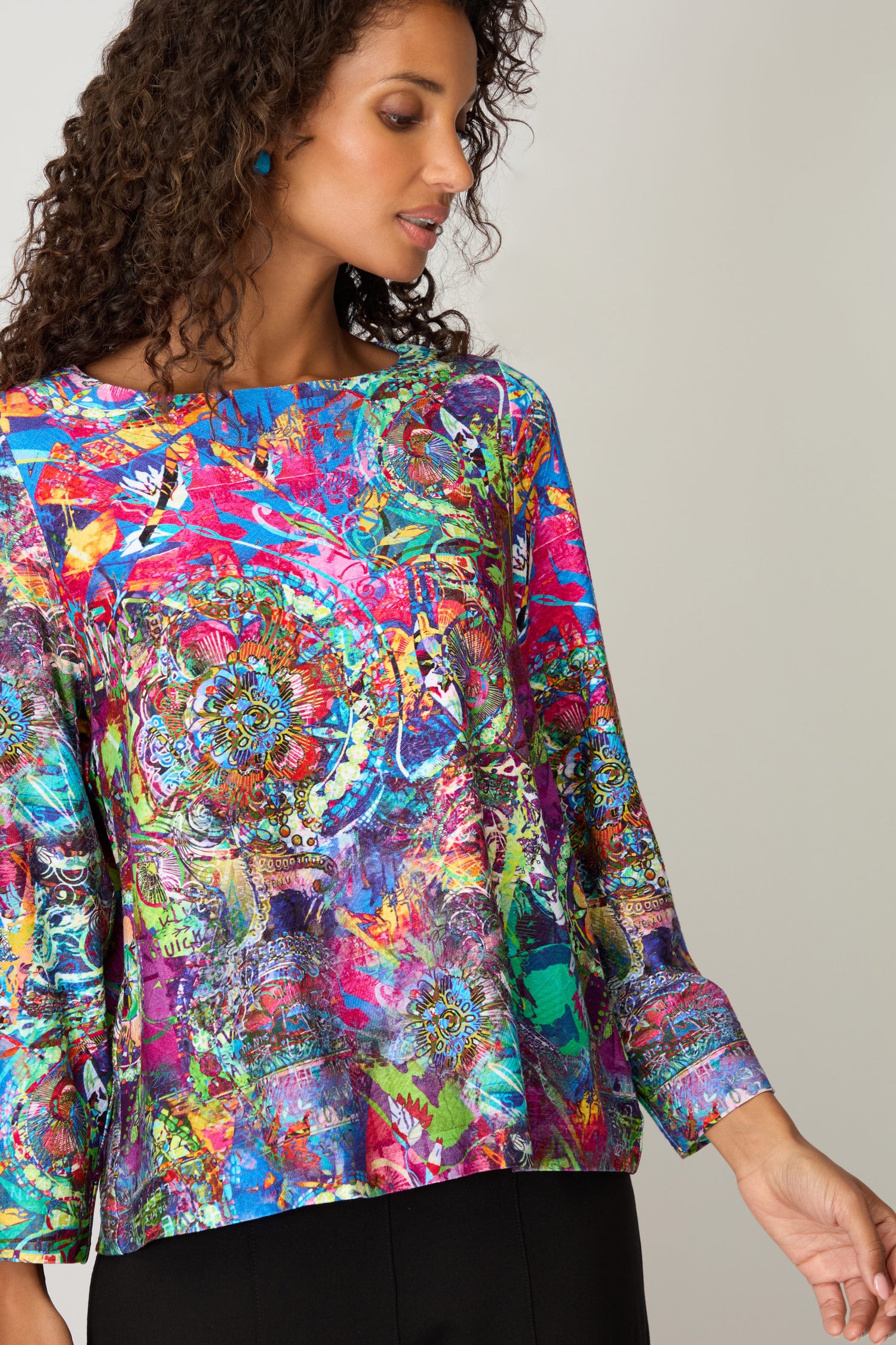 Jane Abstract Floral Jersey Top