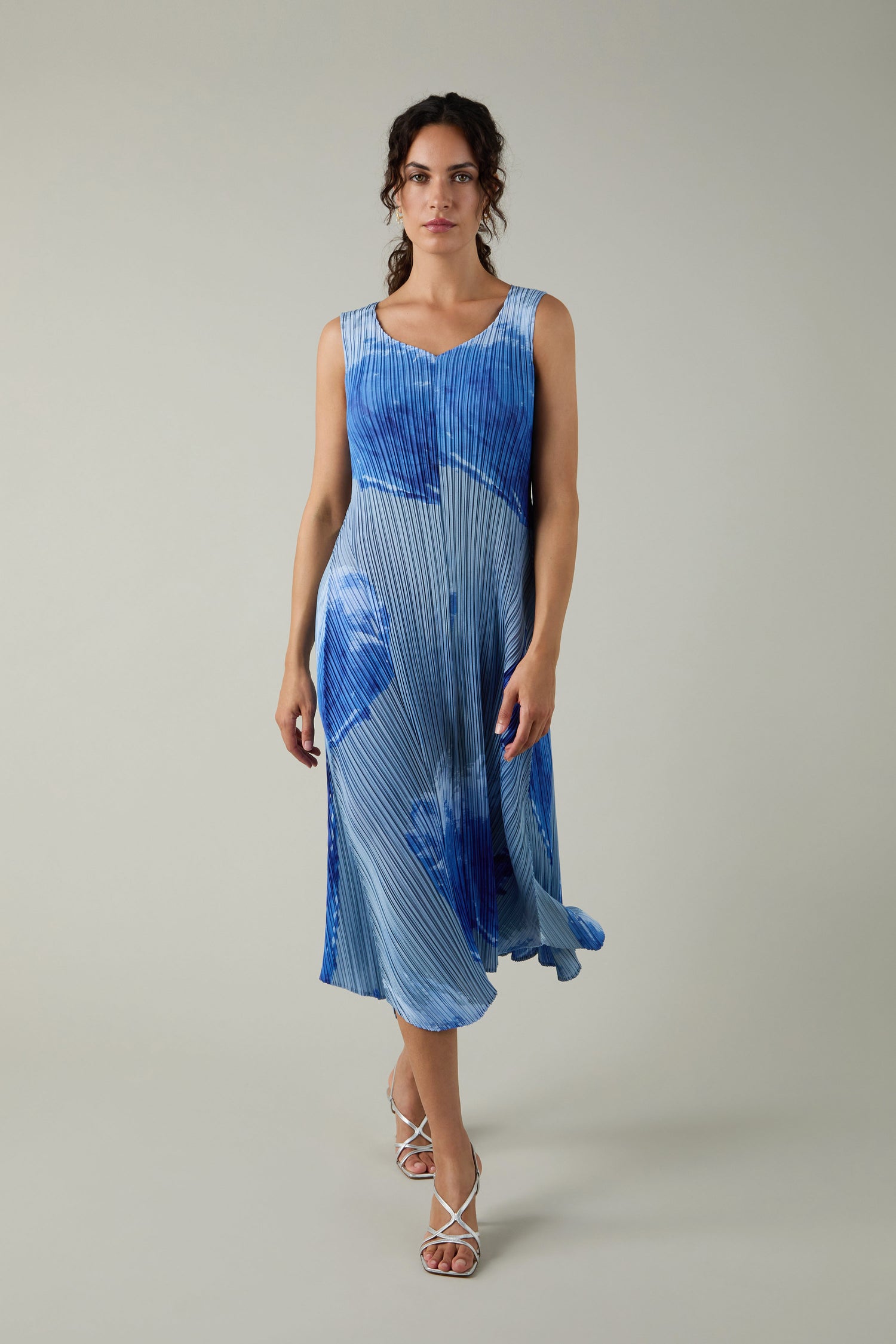 Splash Print Pleated Dress