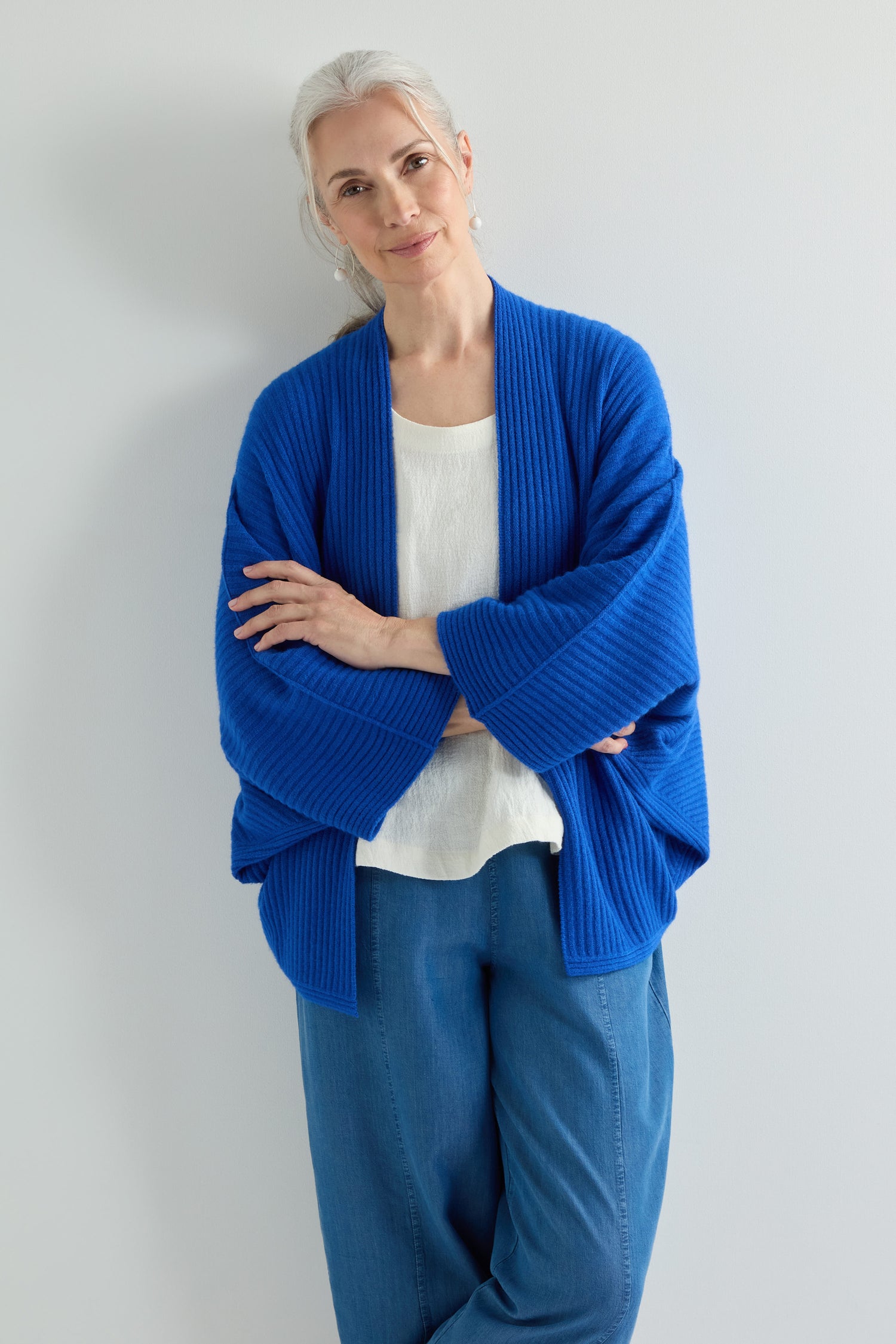 Cobalt Ribbed Batwing Cardi