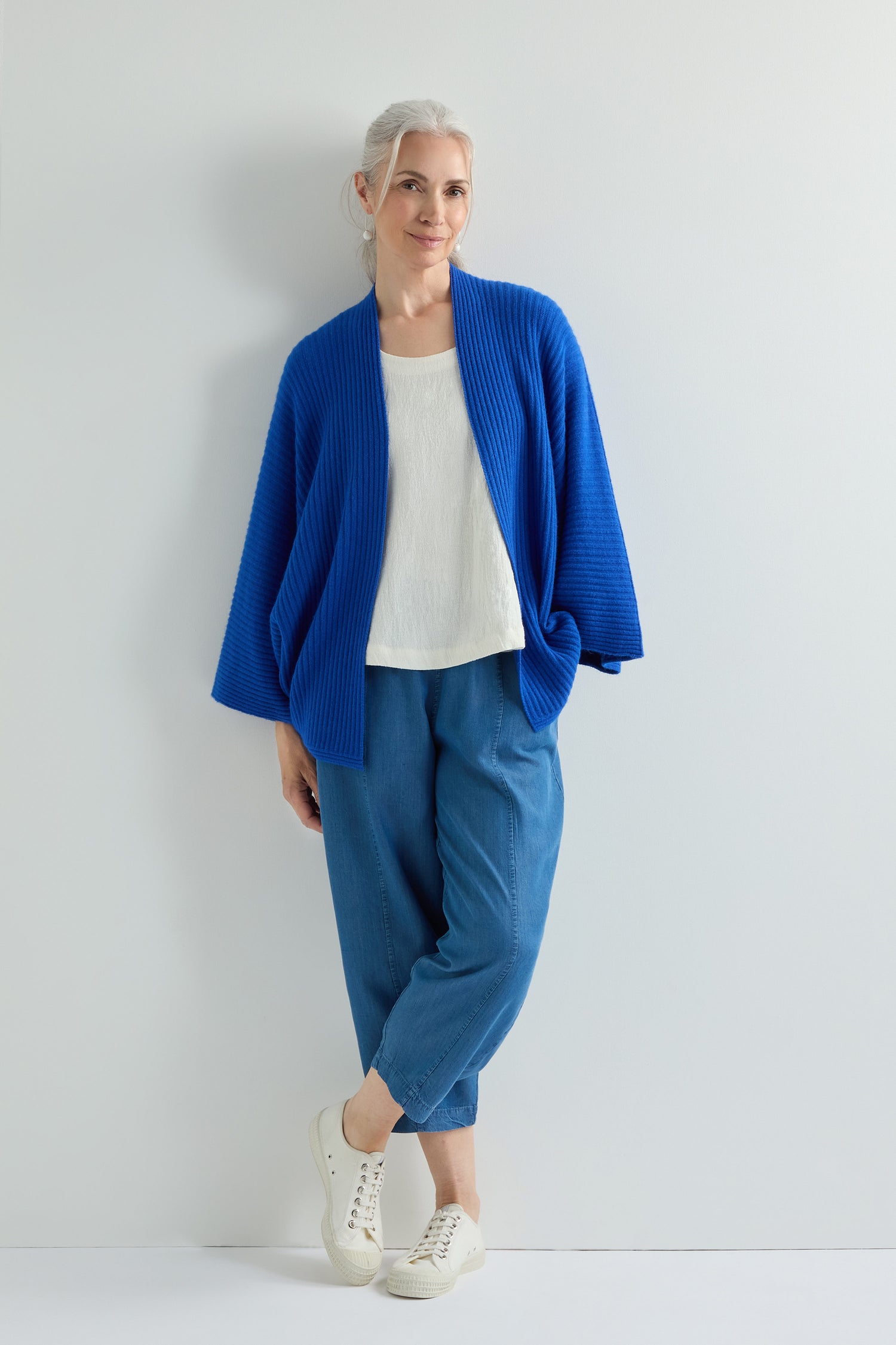 Cobalt Ribbed Batwing Cardi