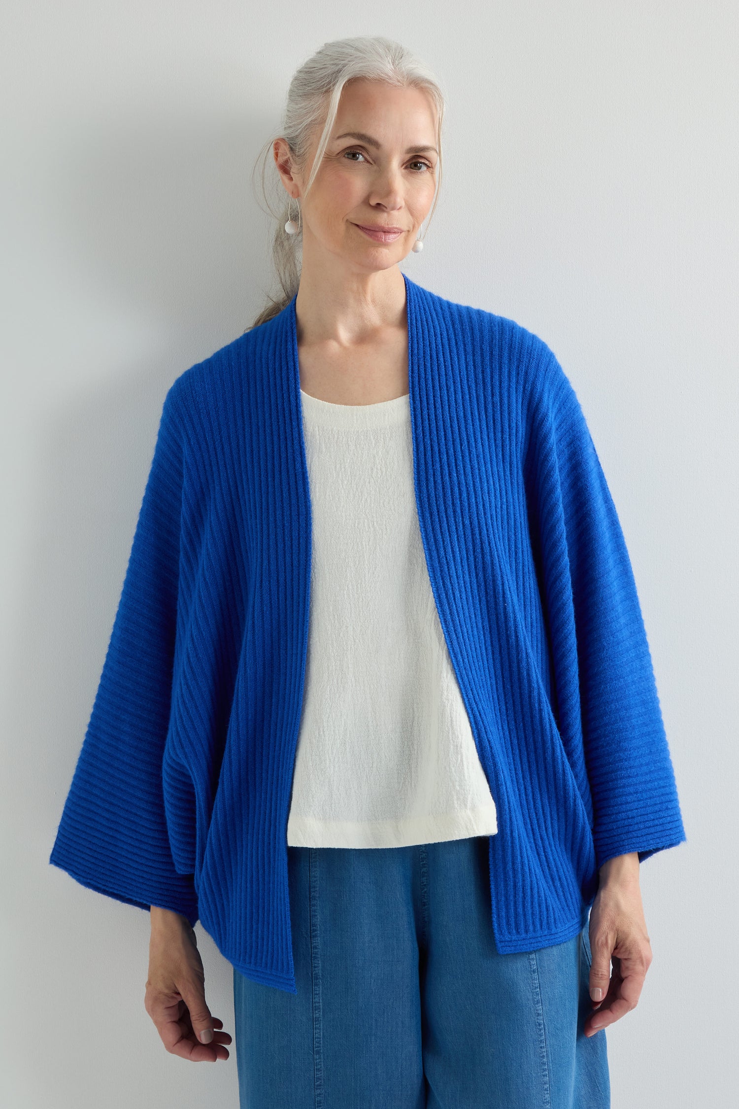 Cobalt Ribbed Batwing Cardi