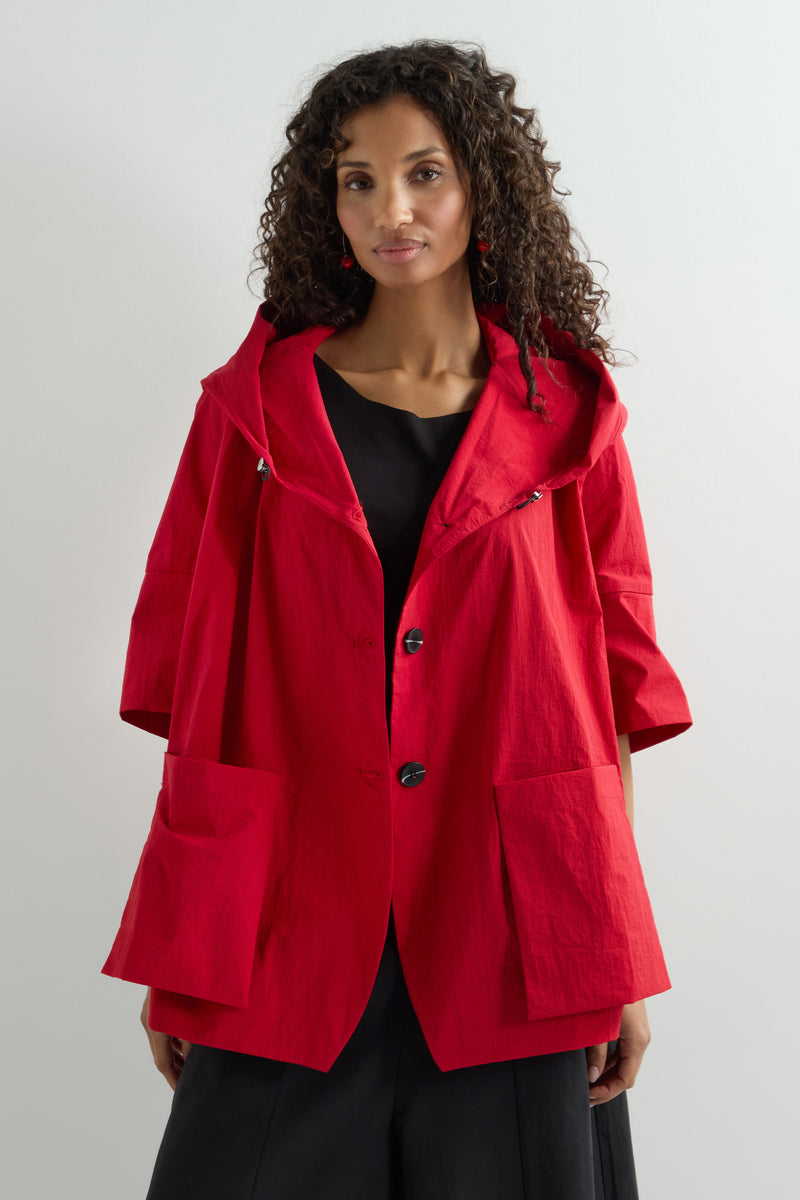 Ruched Hood Short Jacket – Sahara