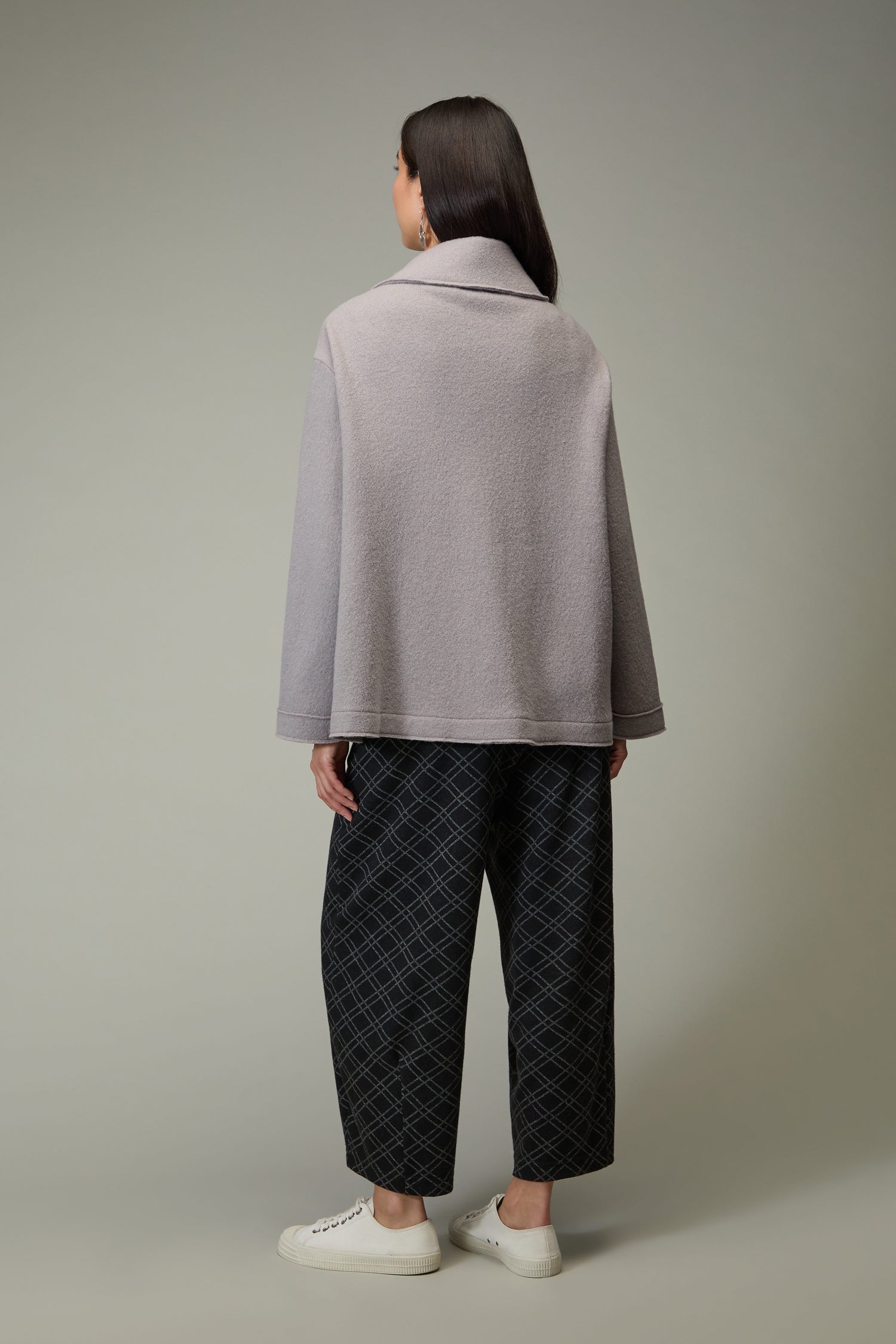 Boiled Wool Zip Mushroom Boxy Jacket