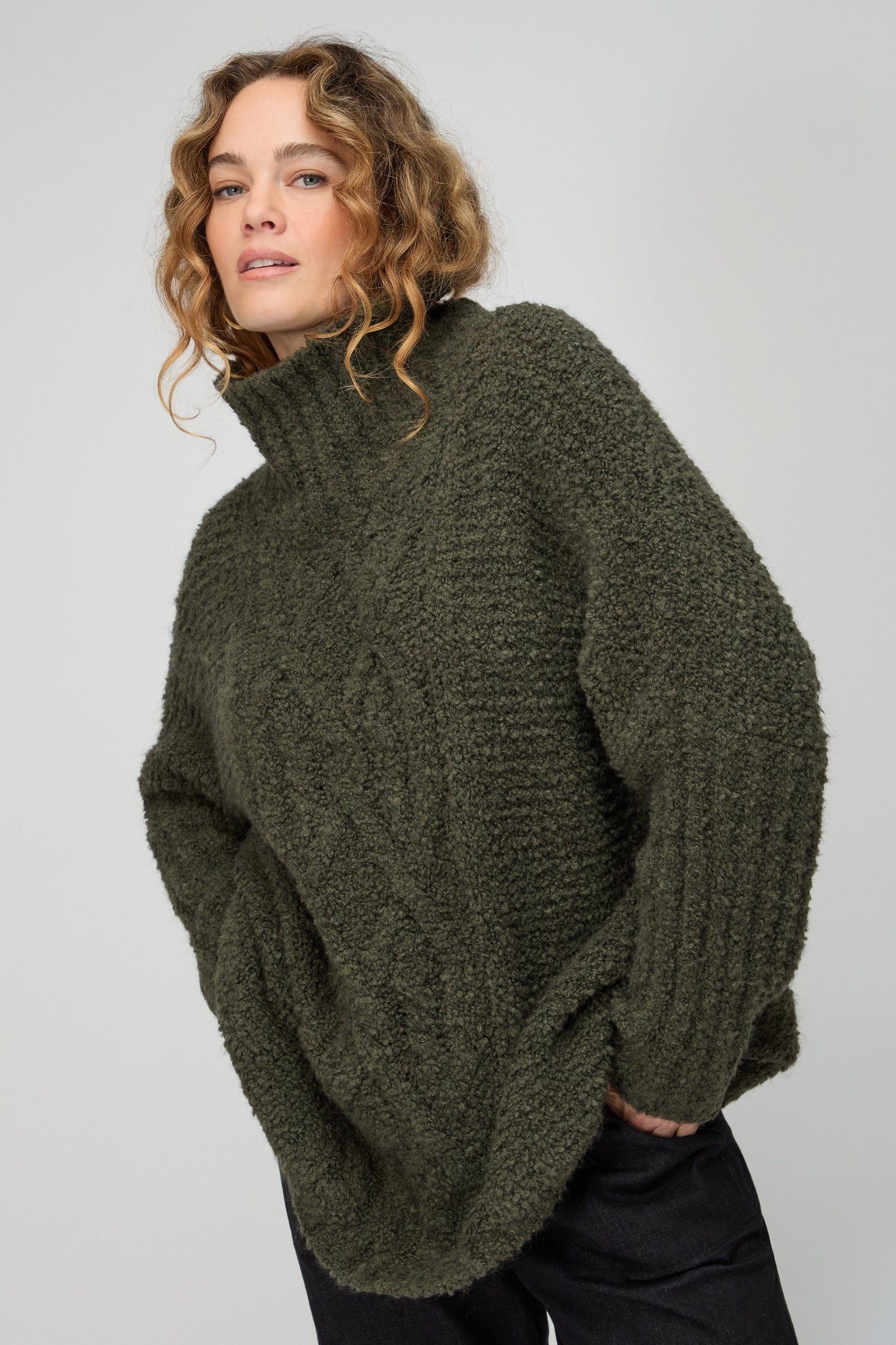 Boucle Cable Knit Jumper