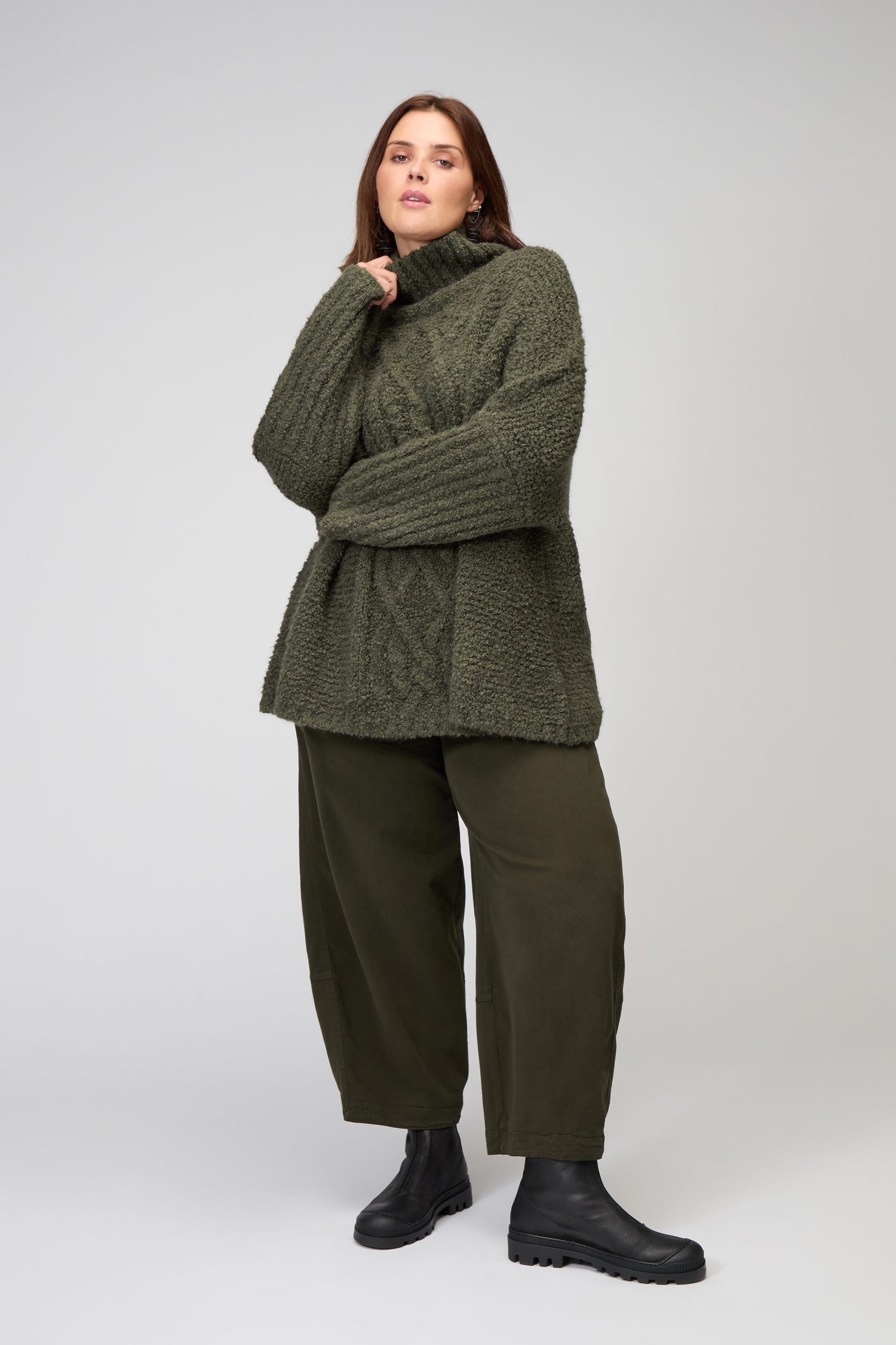 Boucle Cable Knit Jumper