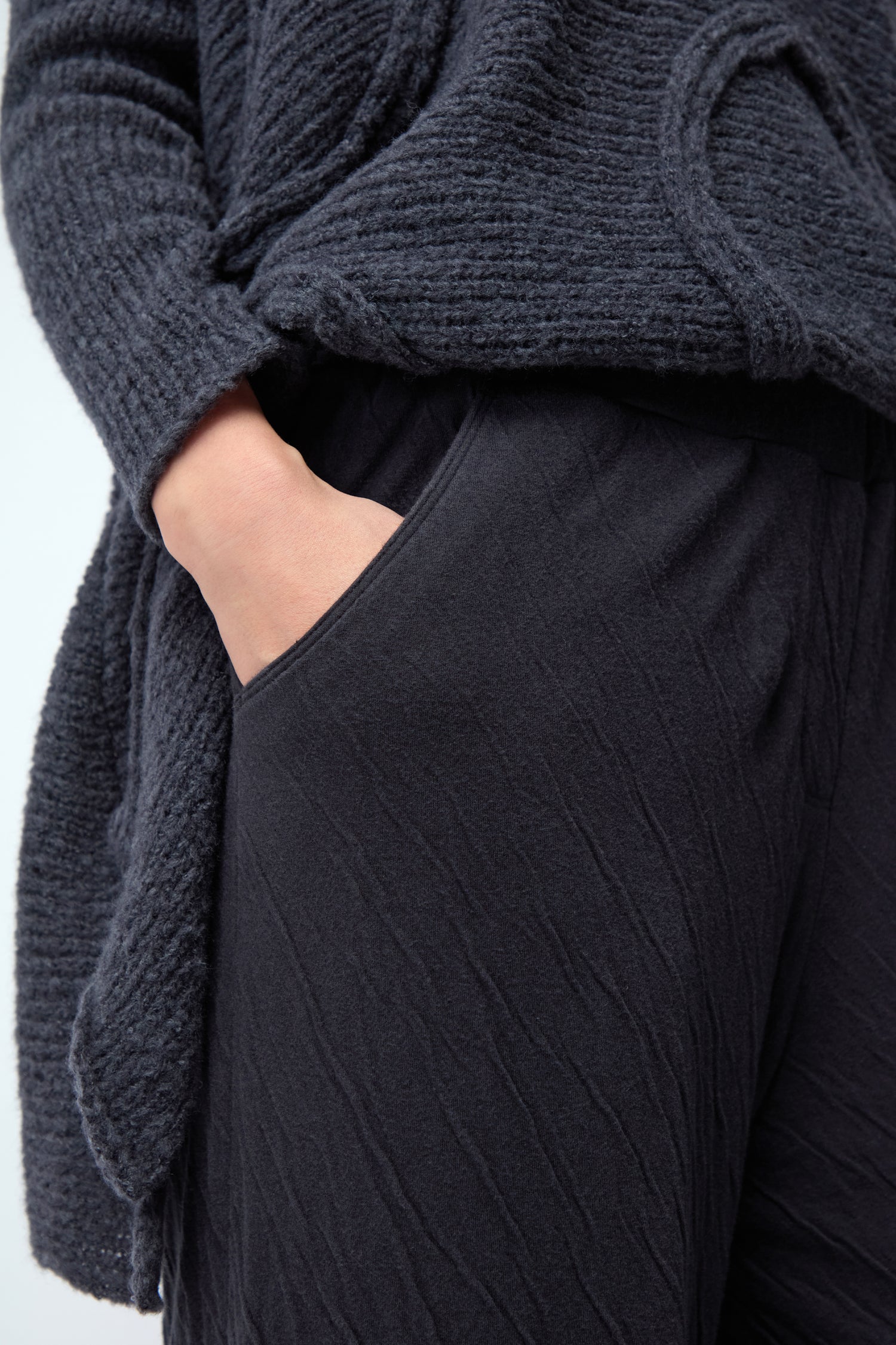 Dark Grey Crinkle Jersey Trouser