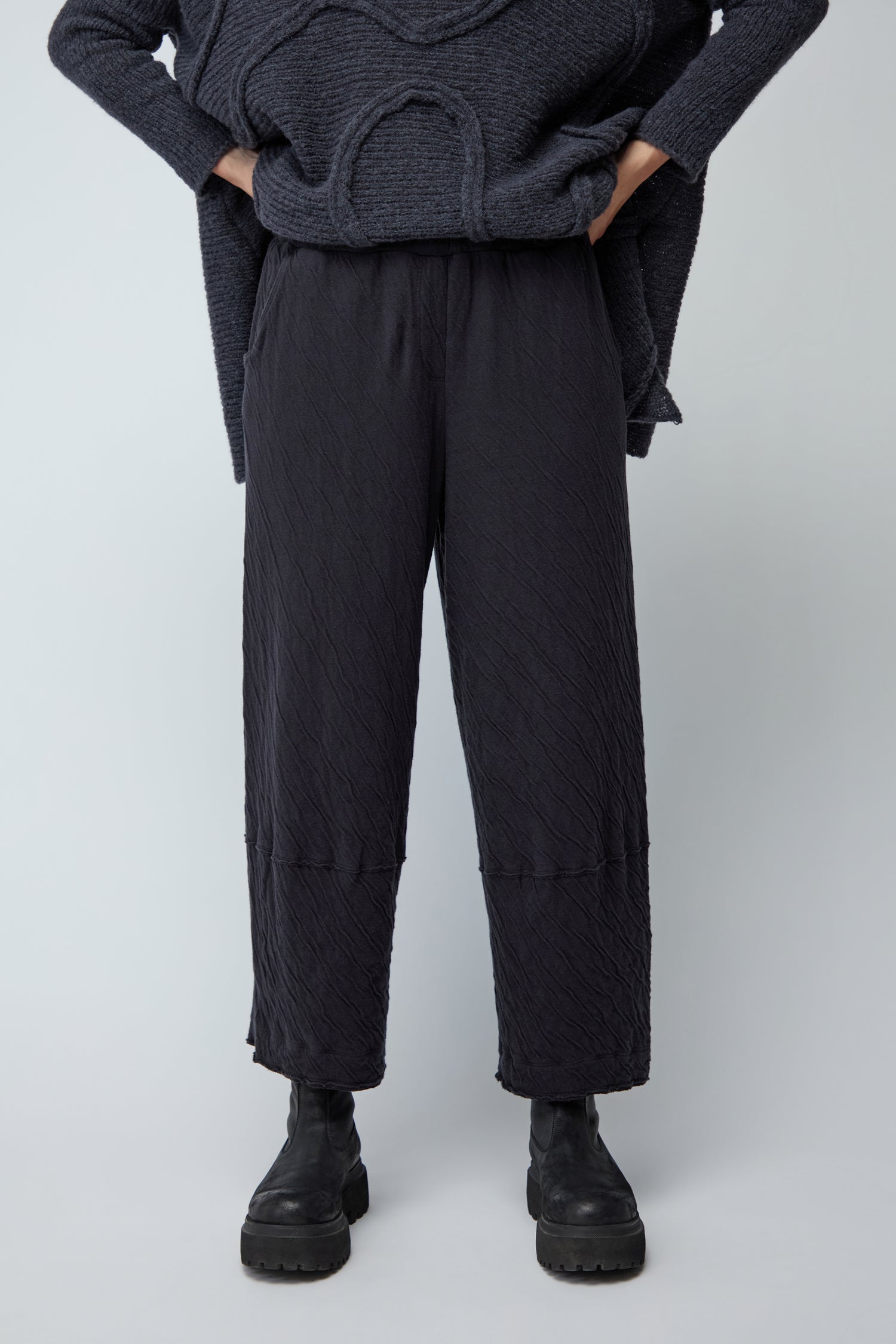 Dark Grey Crinkle Jersey Trouser