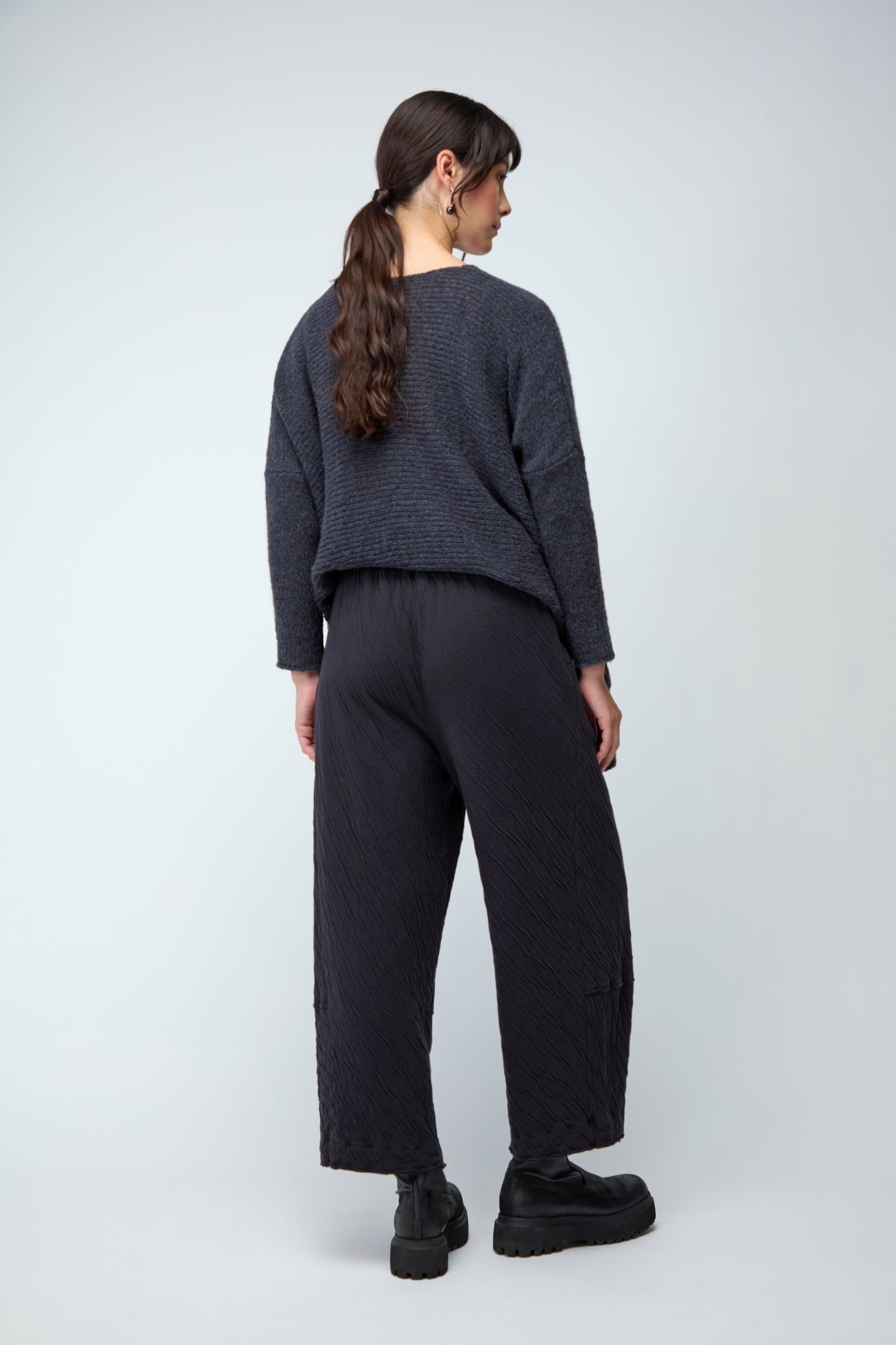 Dark Grey Crinkle Jersey Trouser