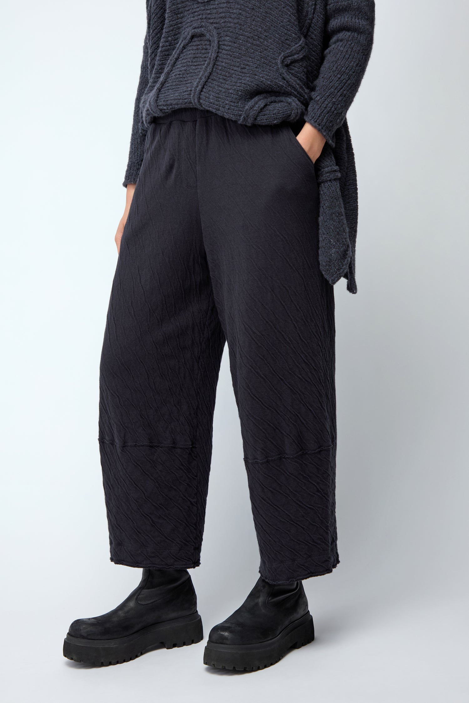 Dark Grey Crinkle Jersey Trouser