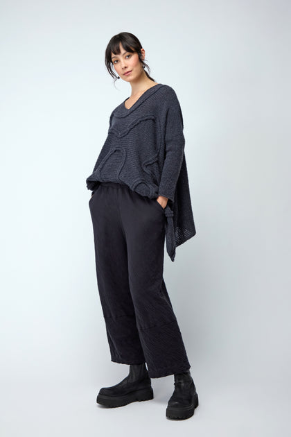 Dark Grey Crinkle Jersey Trouser