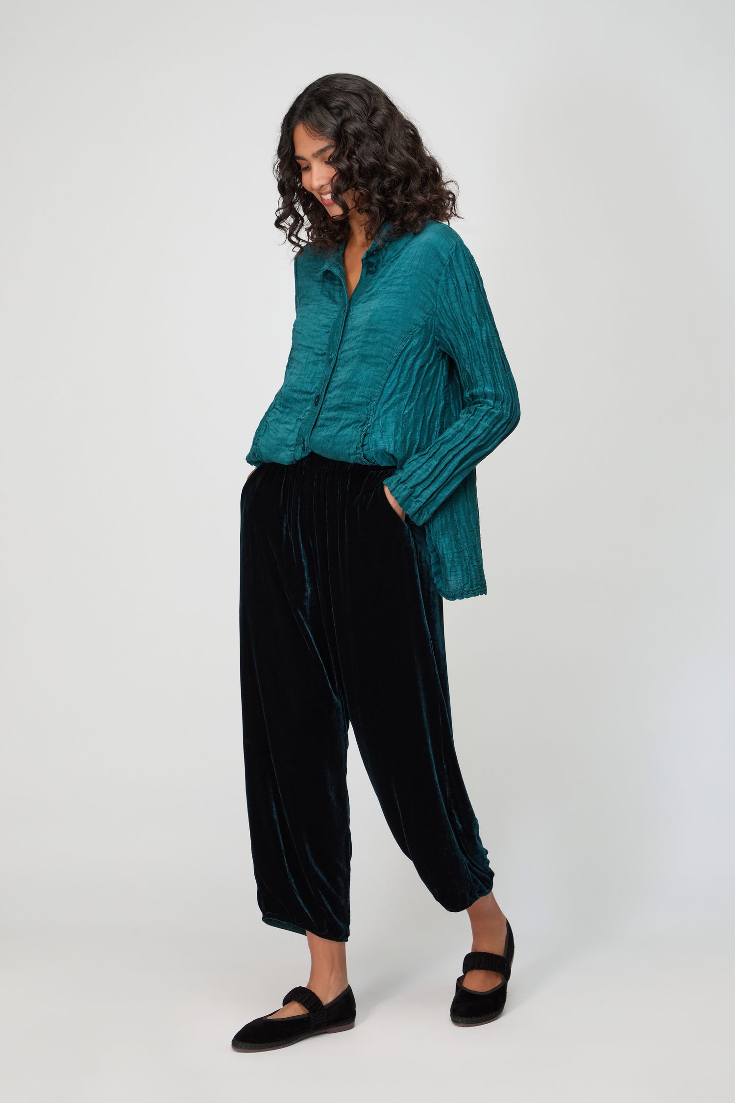 Silk Velvet Peacock Trouser