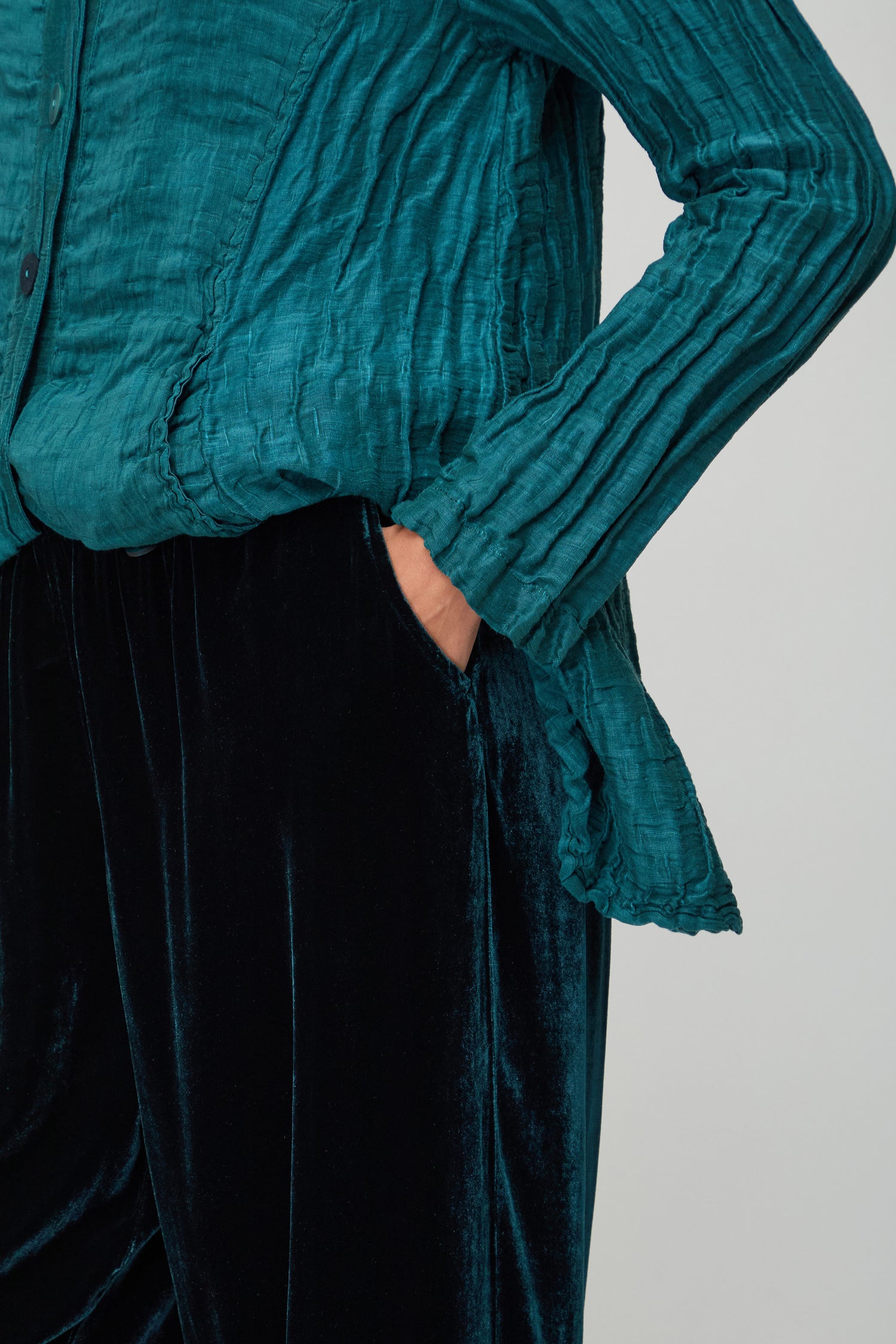 Silk Velvet Peacock Trouser