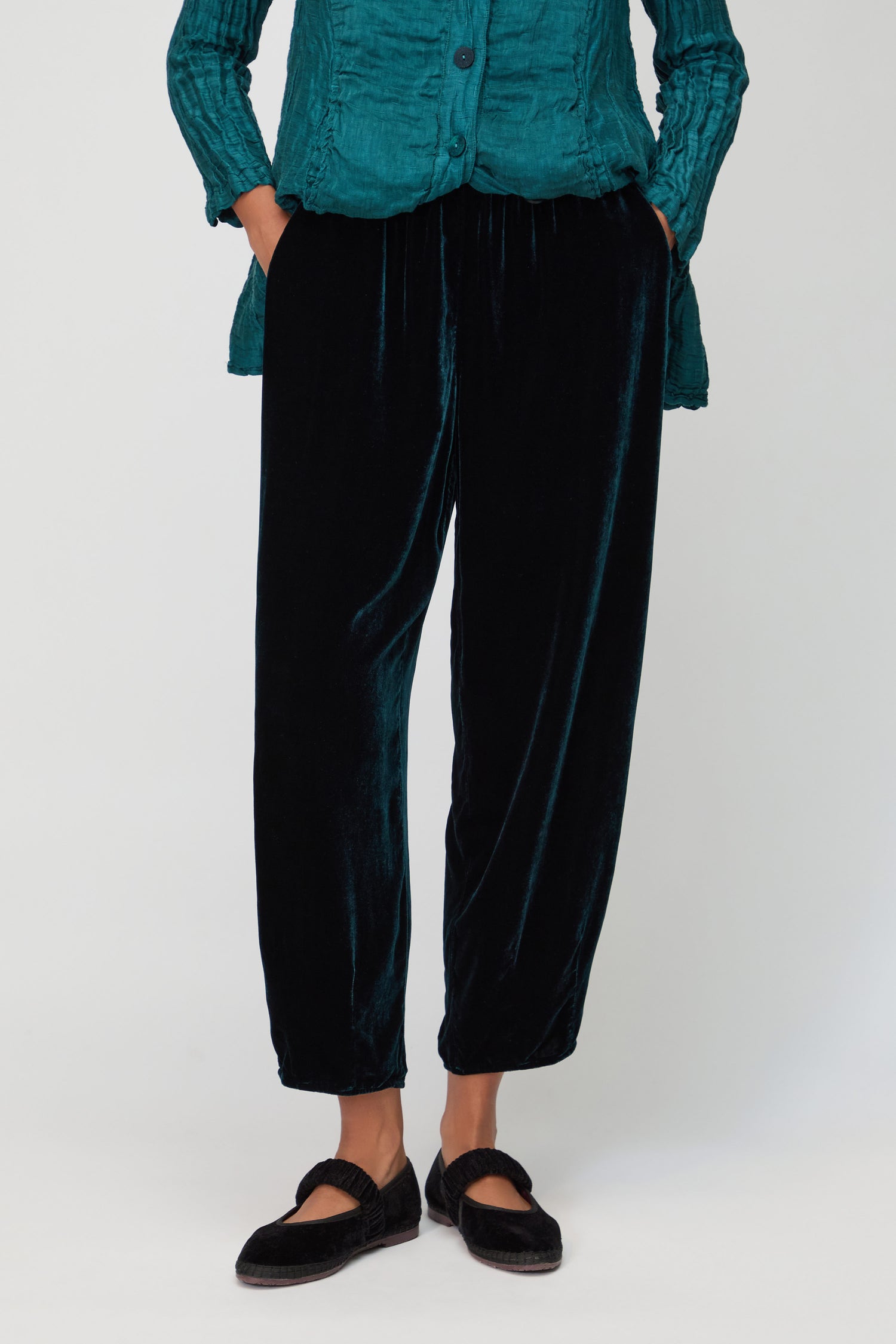 Silk Velvet Peacock Trouser