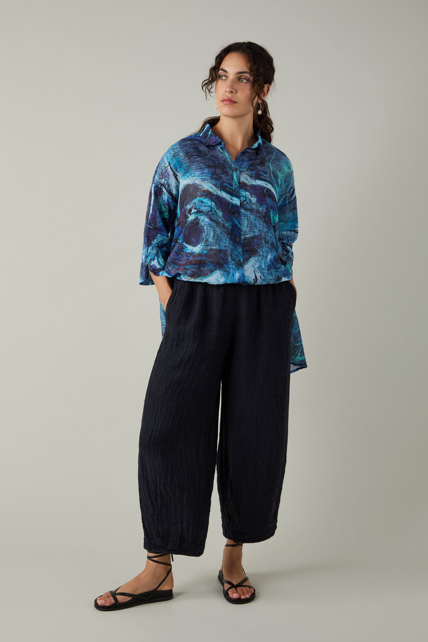 Textured Linen Bubble Trousers
