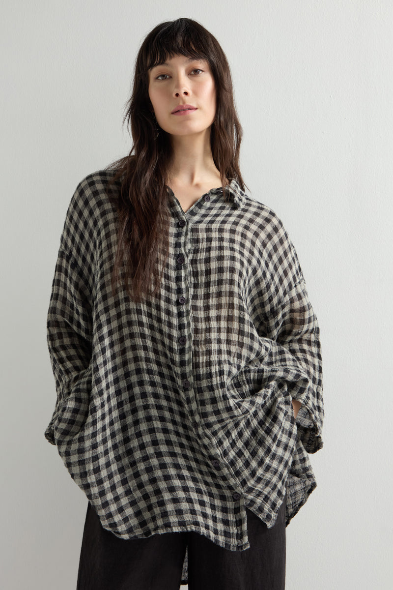シャツ HUECLOSET Hue Thin Check Shirt GR51686-SS25-PTB_77_1200x1200.