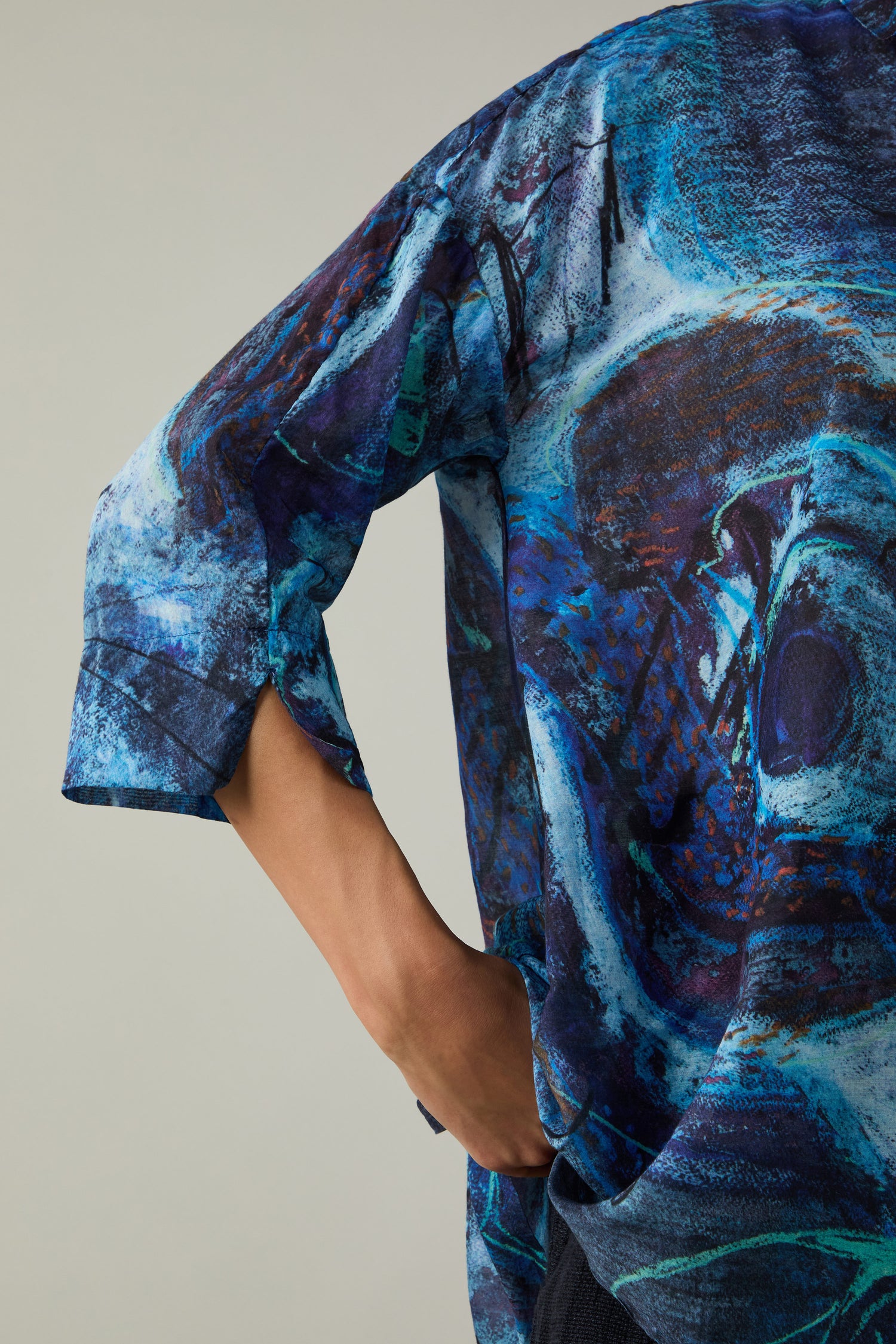 Abstract Print Flared Shirt