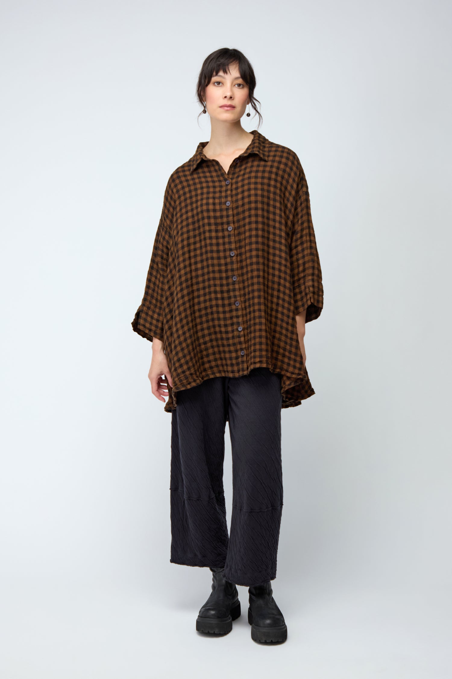 Copper Check Flared Shirt