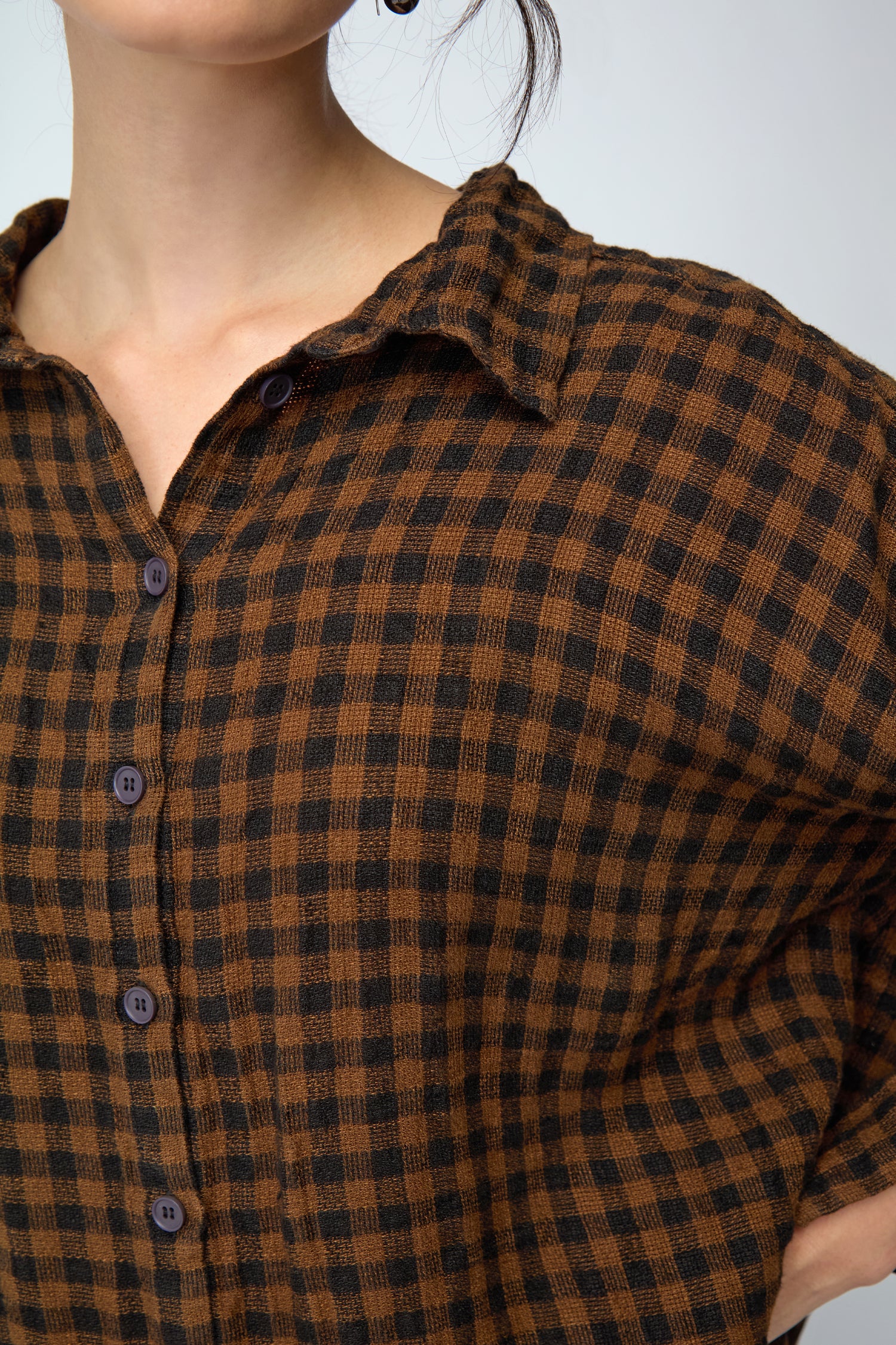 Copper Check Flared Shirt
