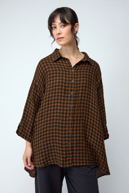 Copper Check Flared Shirt