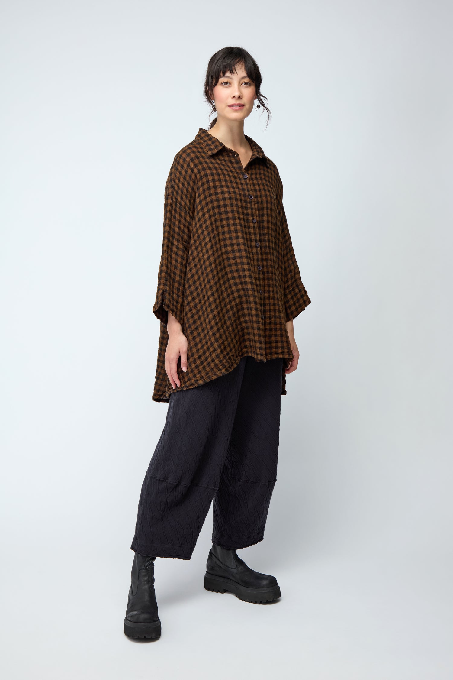 Copper Check Flared Shirt