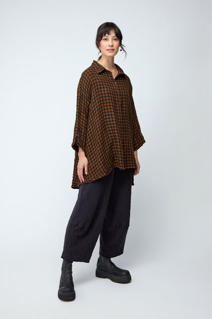 Copper Check Flared Shirt