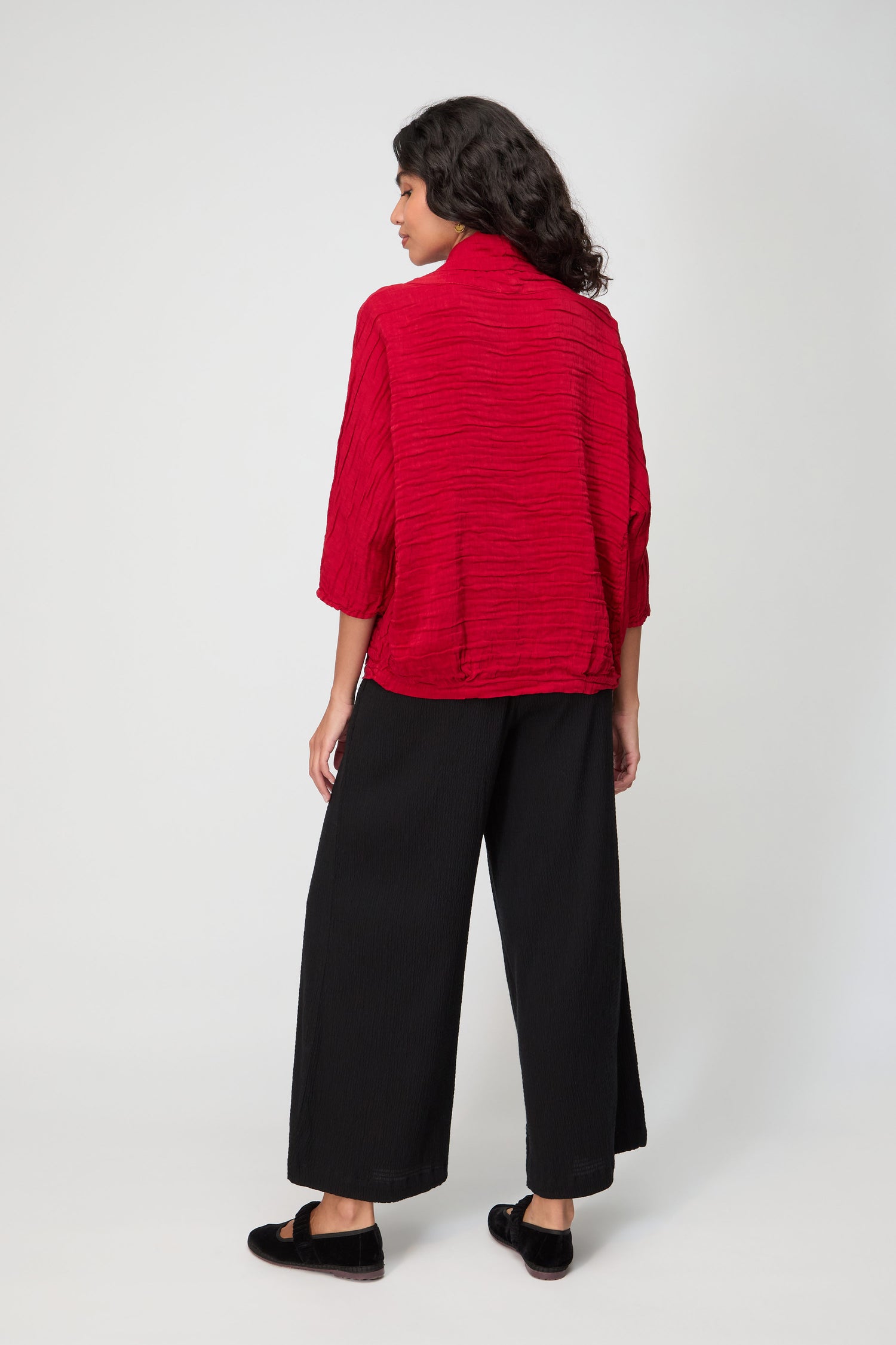 Cowl Neck Silk Linen Cherry Top