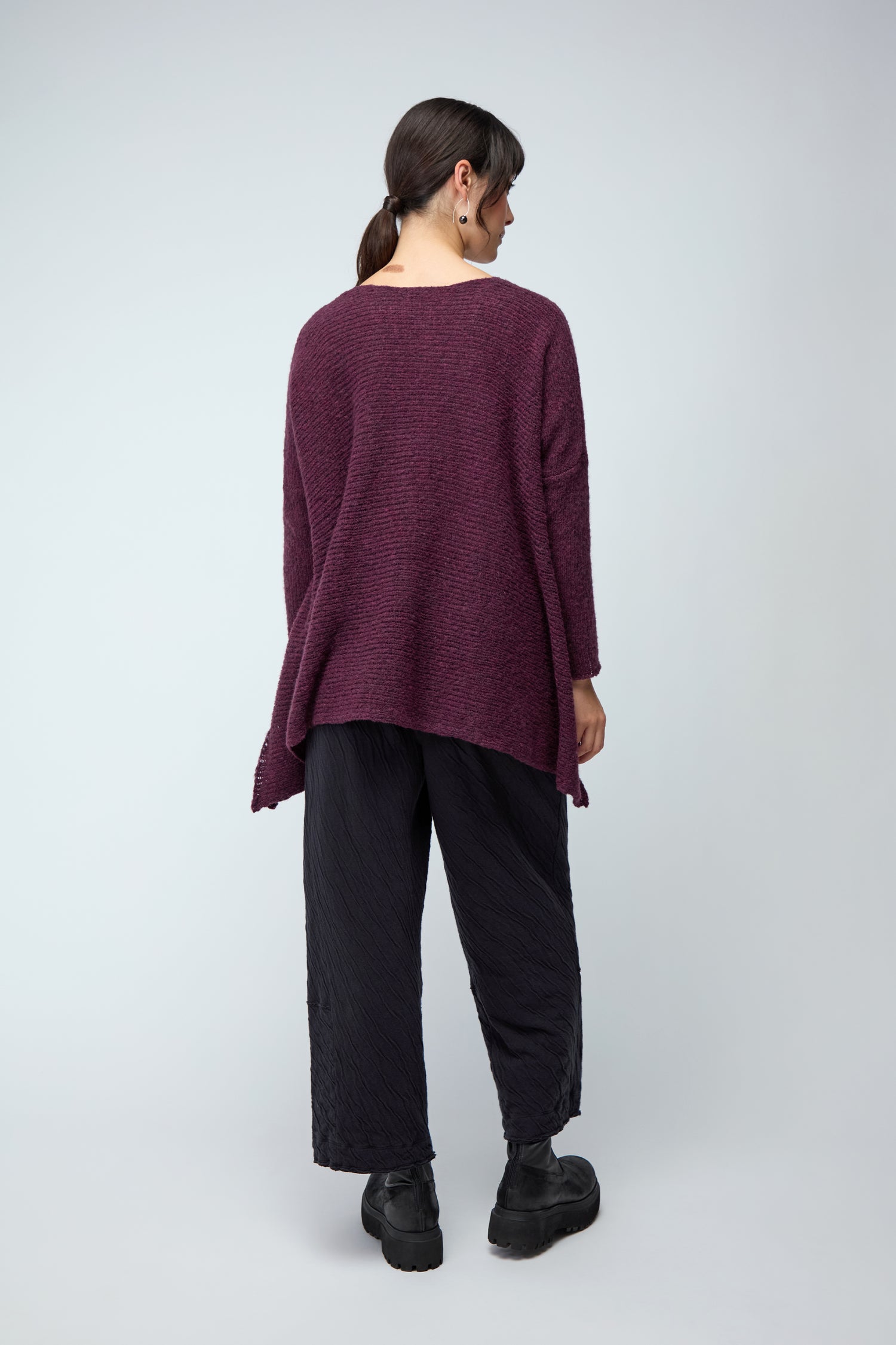Swirl Seamed Oversize Aubergine Knit