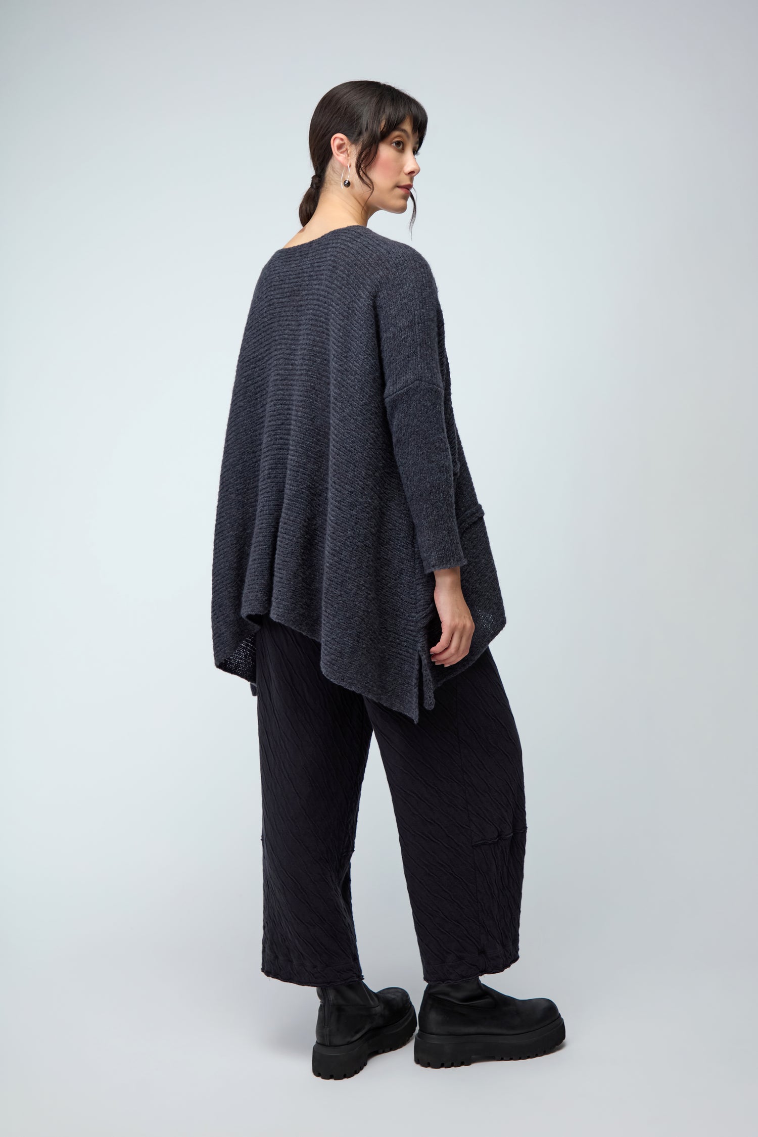 Dark Grey Swirl Seamed Oversize Knit