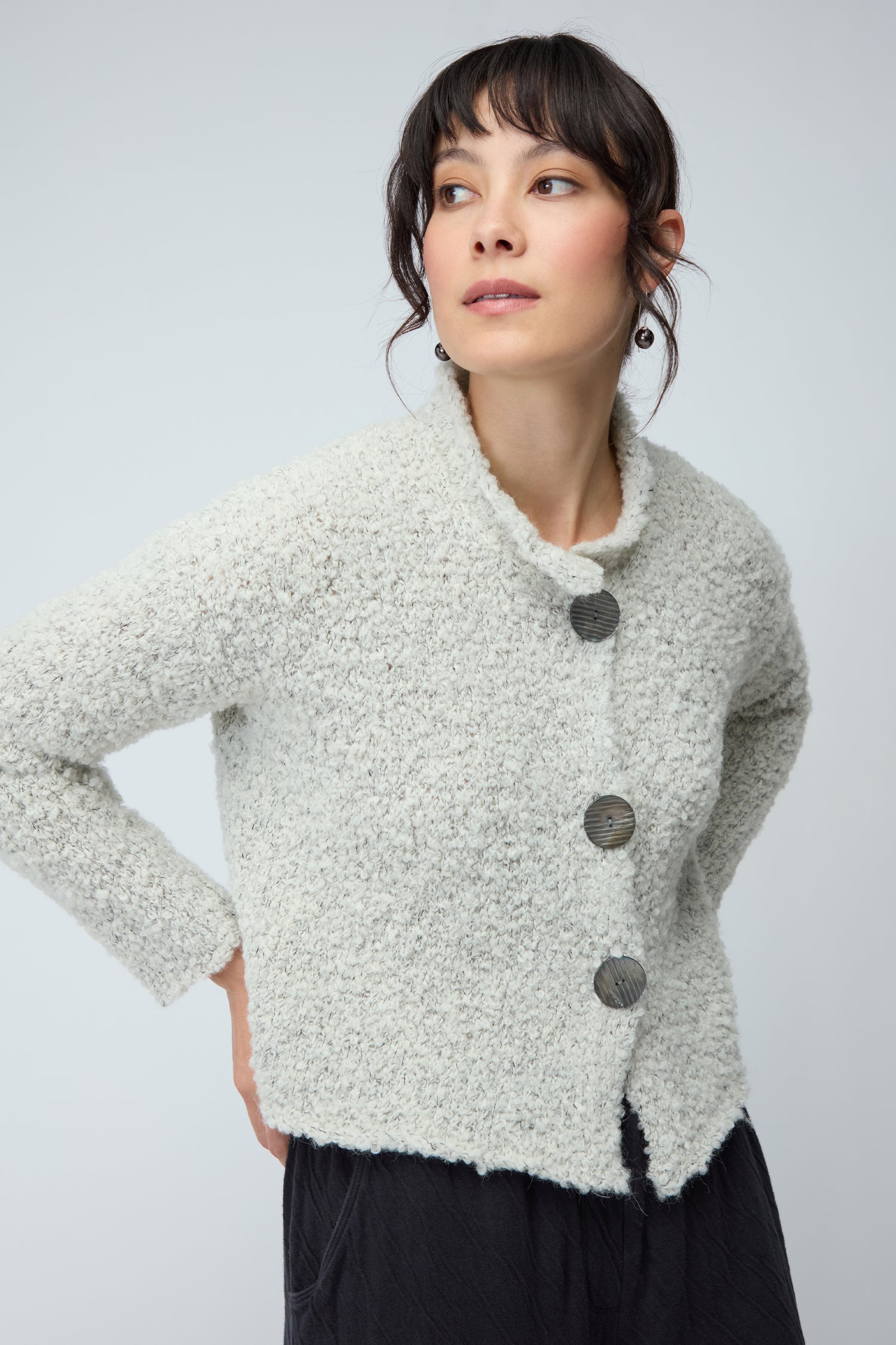 Winter White Three Button Cardi