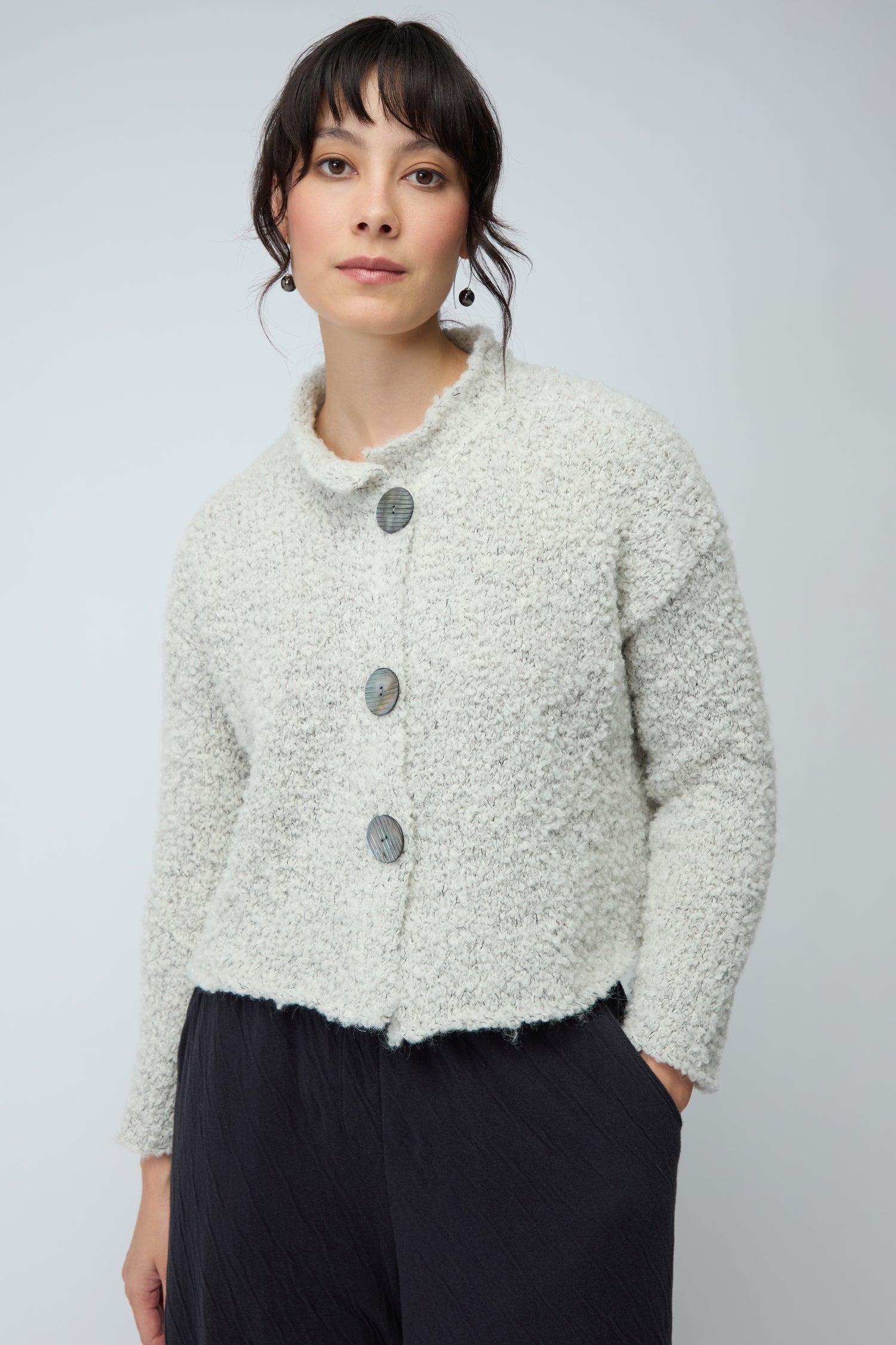 Winter White Three Button Cardi