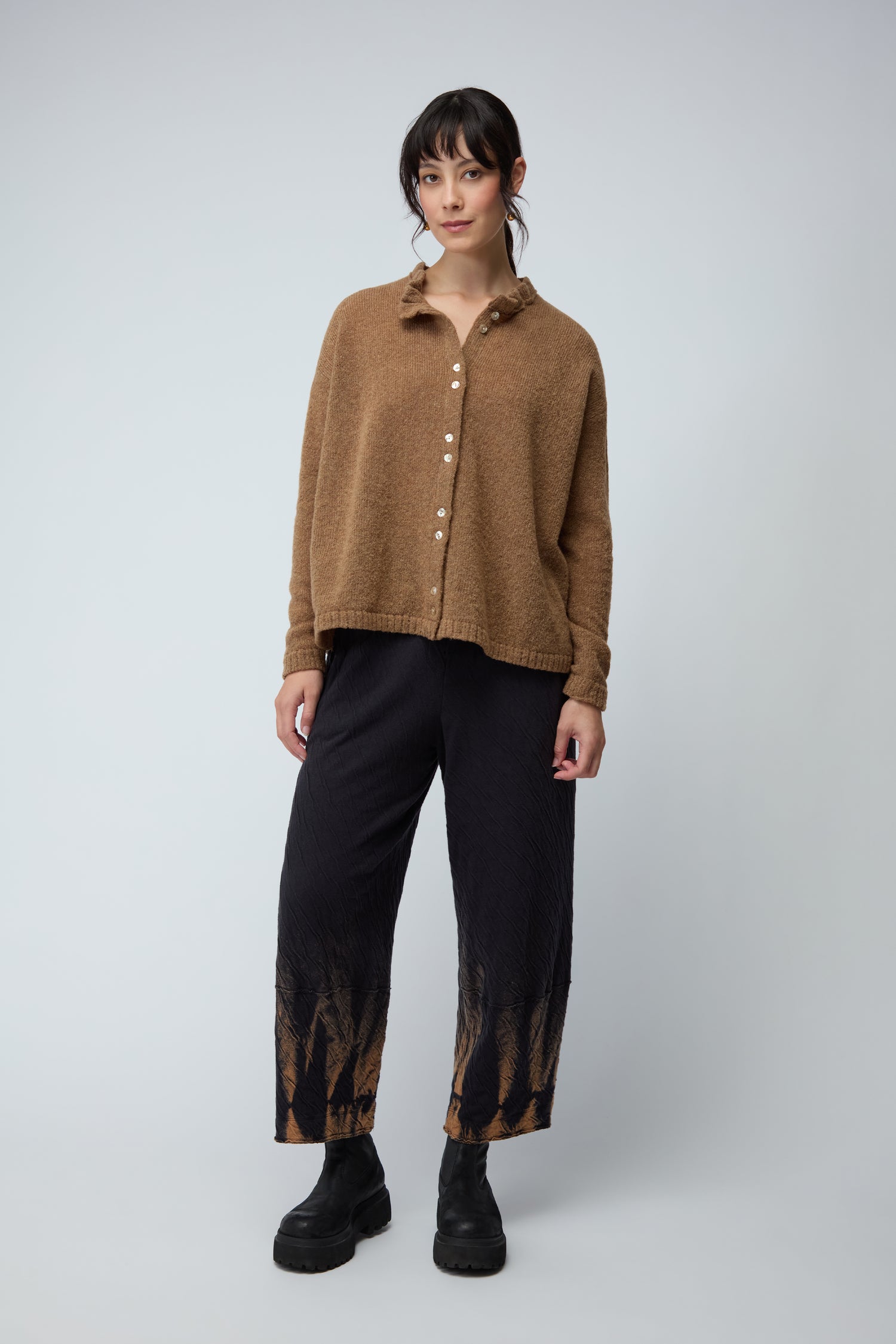 Frill Neck Tan Cardi