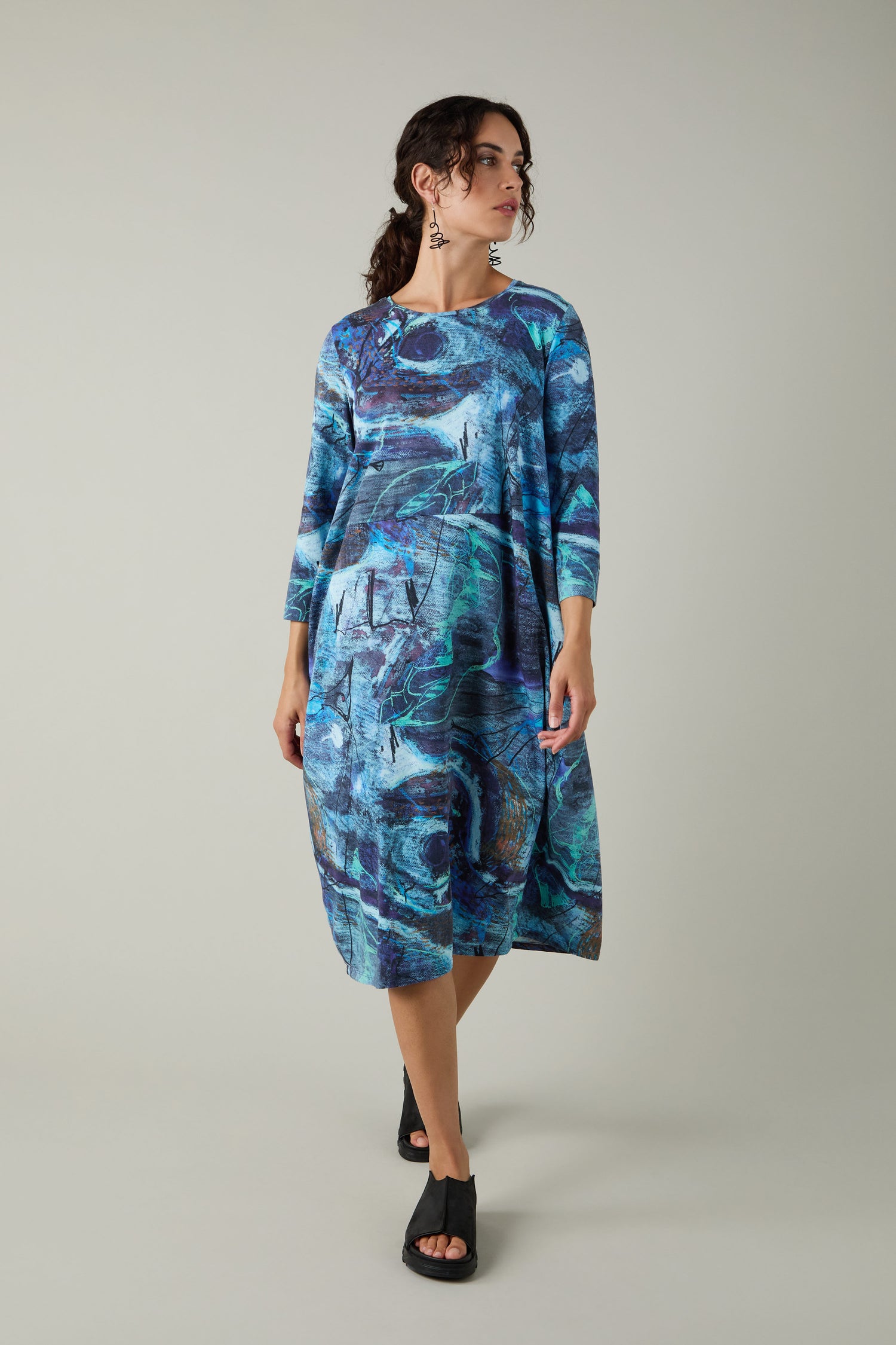 Abstract Print Jersey Bubble Dress