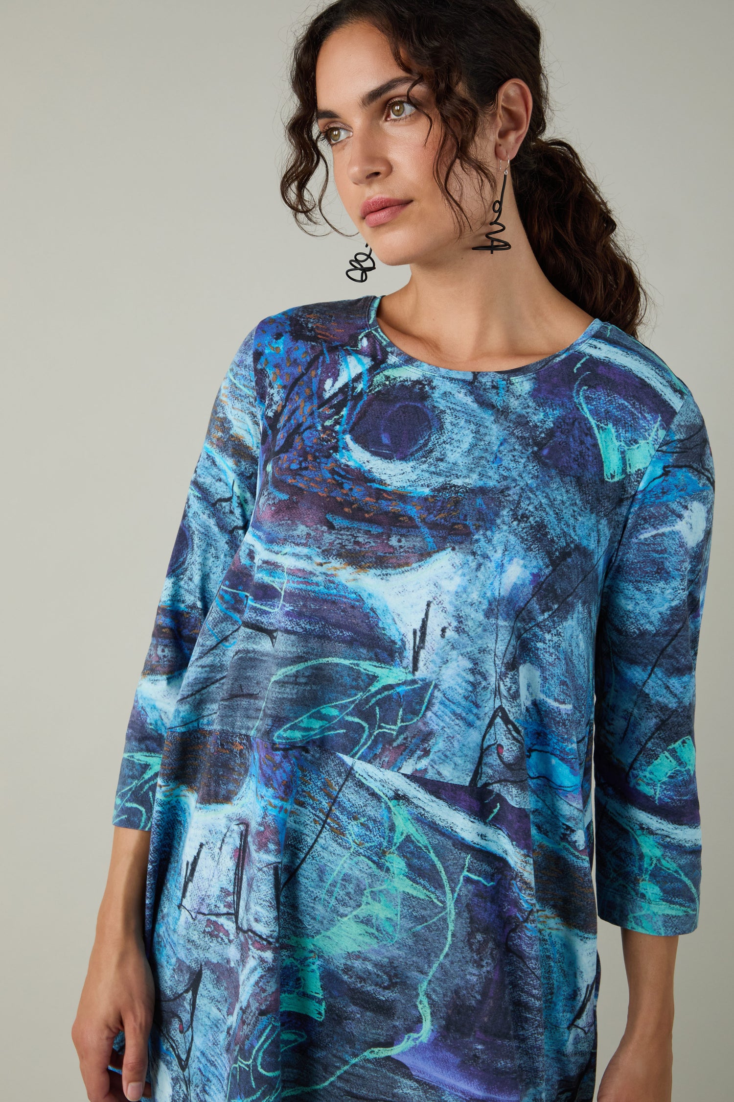 Abstract Print Jersey Bubble Dress