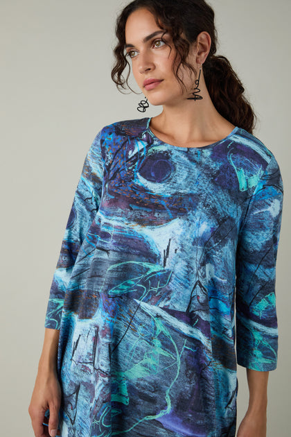 Abstract Print Jersey Bubble Dress