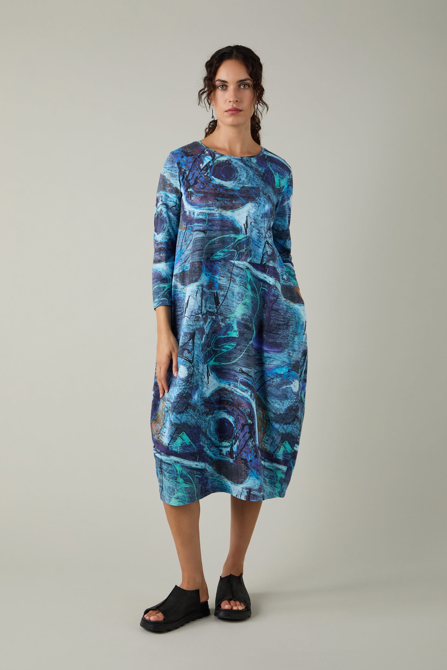 Abstract Print Jersey Bubble Dress