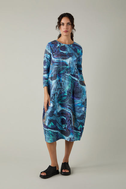Abstract Print Jersey Bubble Dress