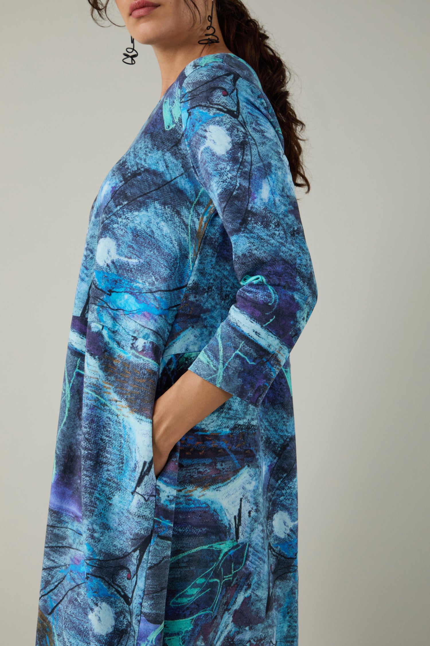 Abstract Print Jersey Bubble Dress