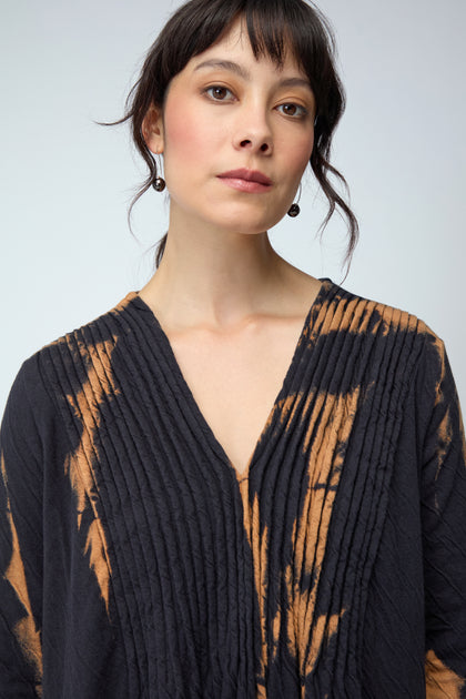 Pleat Front Tie Dye Jersey Dress