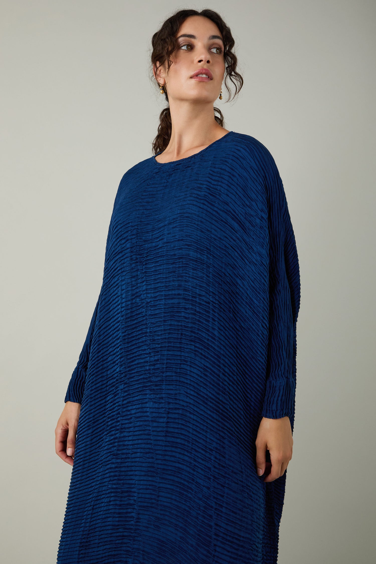 Silk Pleated Tunic Dress