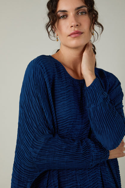 Silk Pleated Tunic Dress