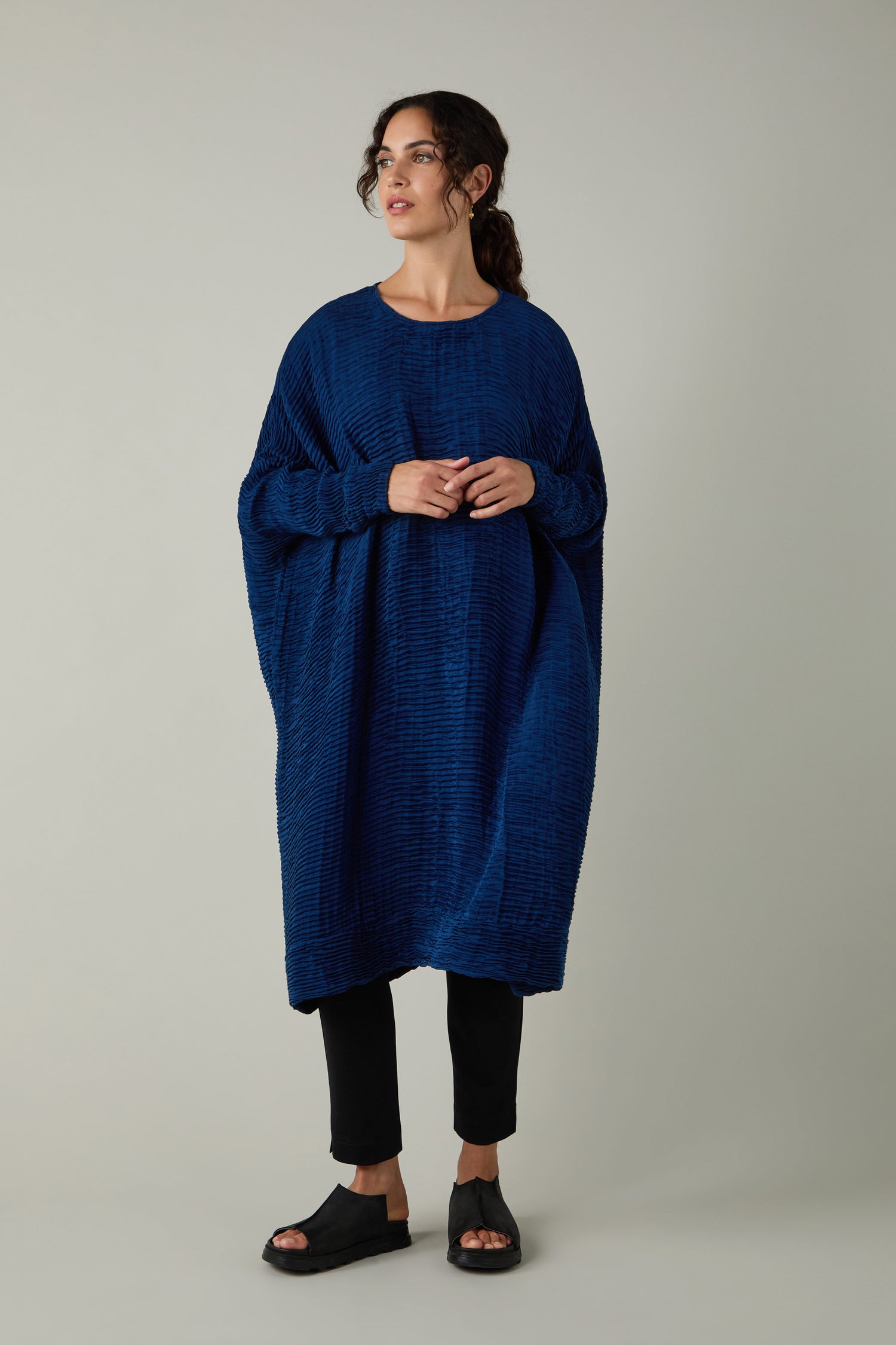 Silk Pleated Tunic Dress