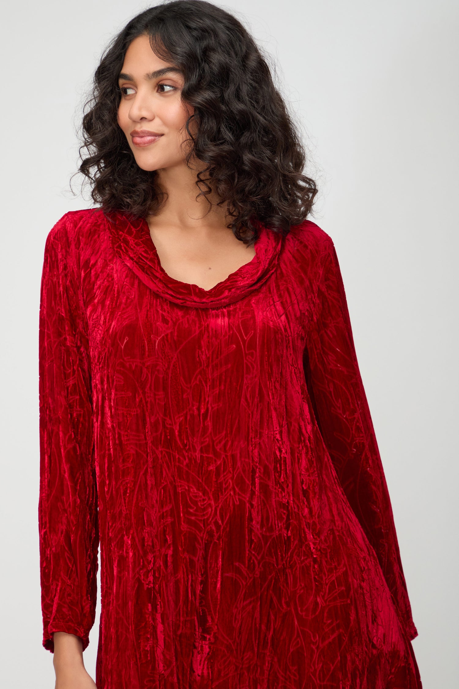 Cowl Neck Vine Devore Dress