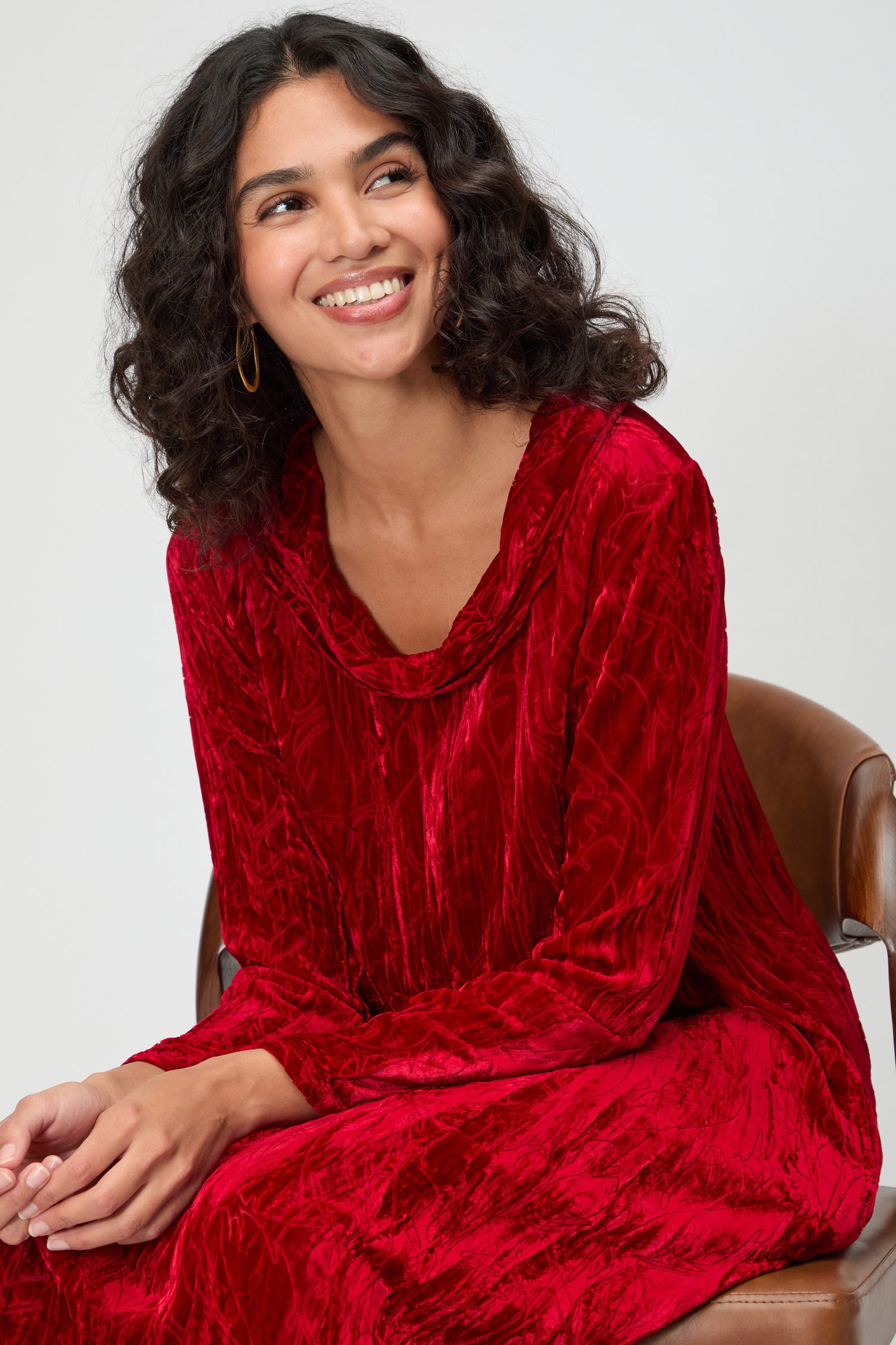 Cowl Neck Vine Devore Dress