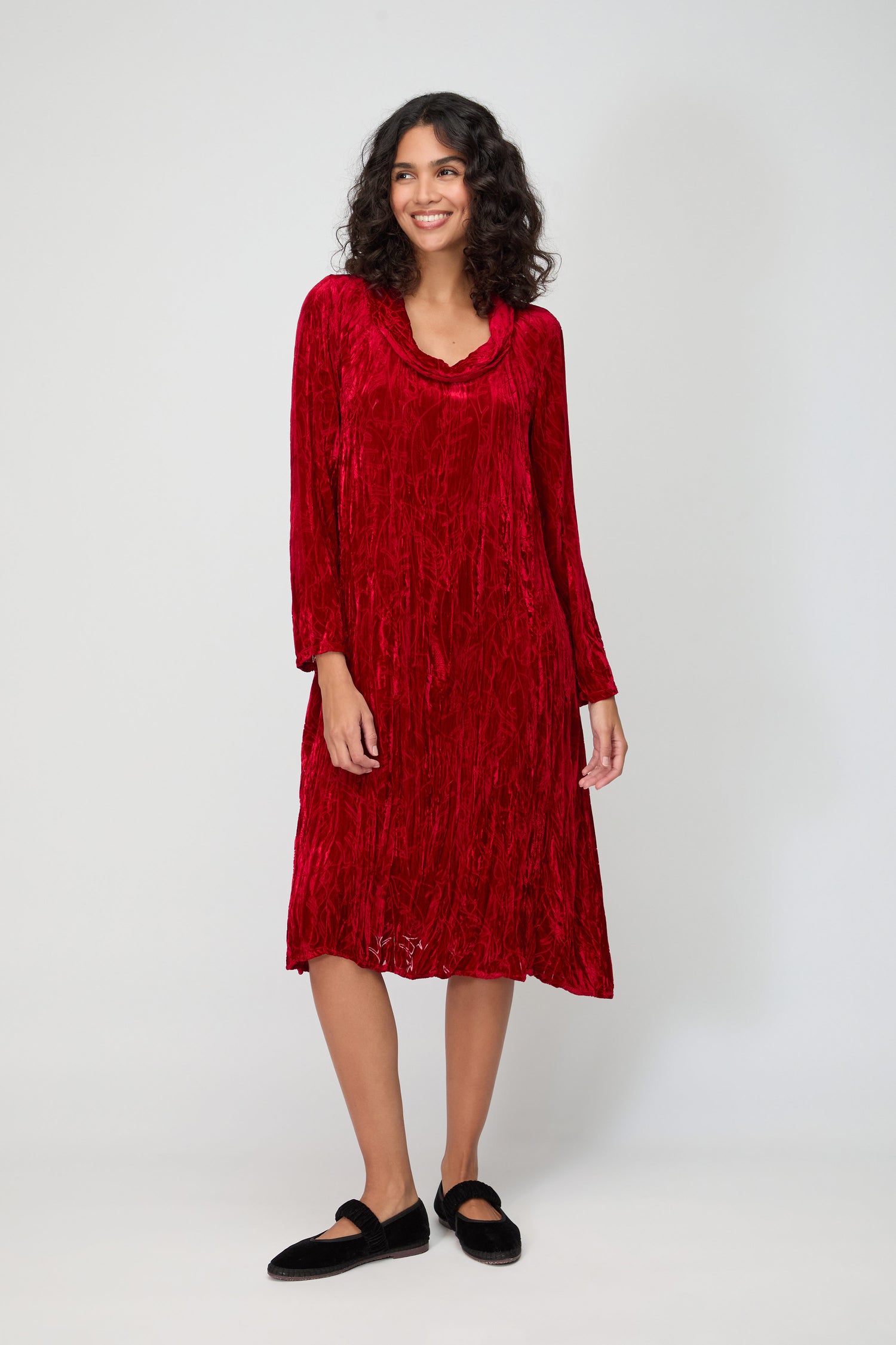 Cowl Neck Vine Devore Dress