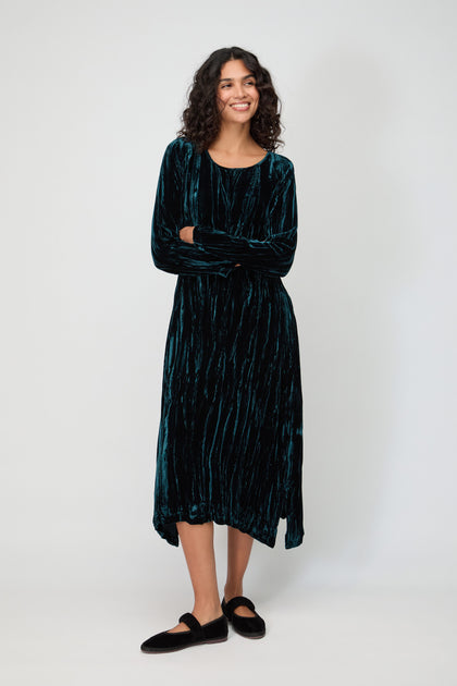Crushed Velvet Peacock Dress