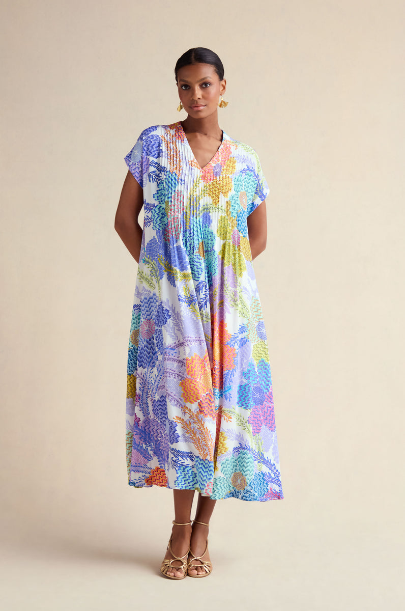 Pixelated Petals Print Dress – Sahara