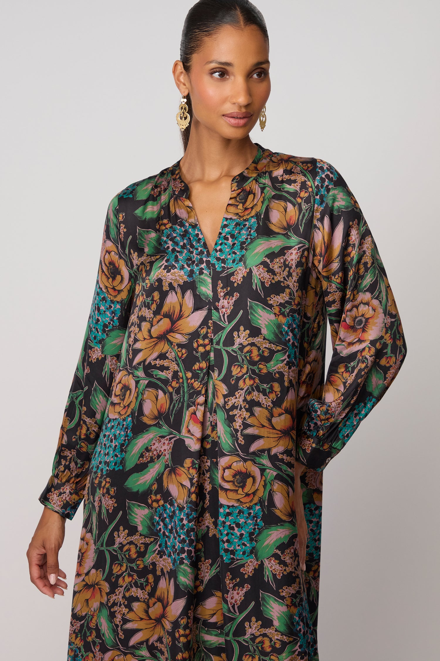 Autumn Hydrangeas Tie Dress