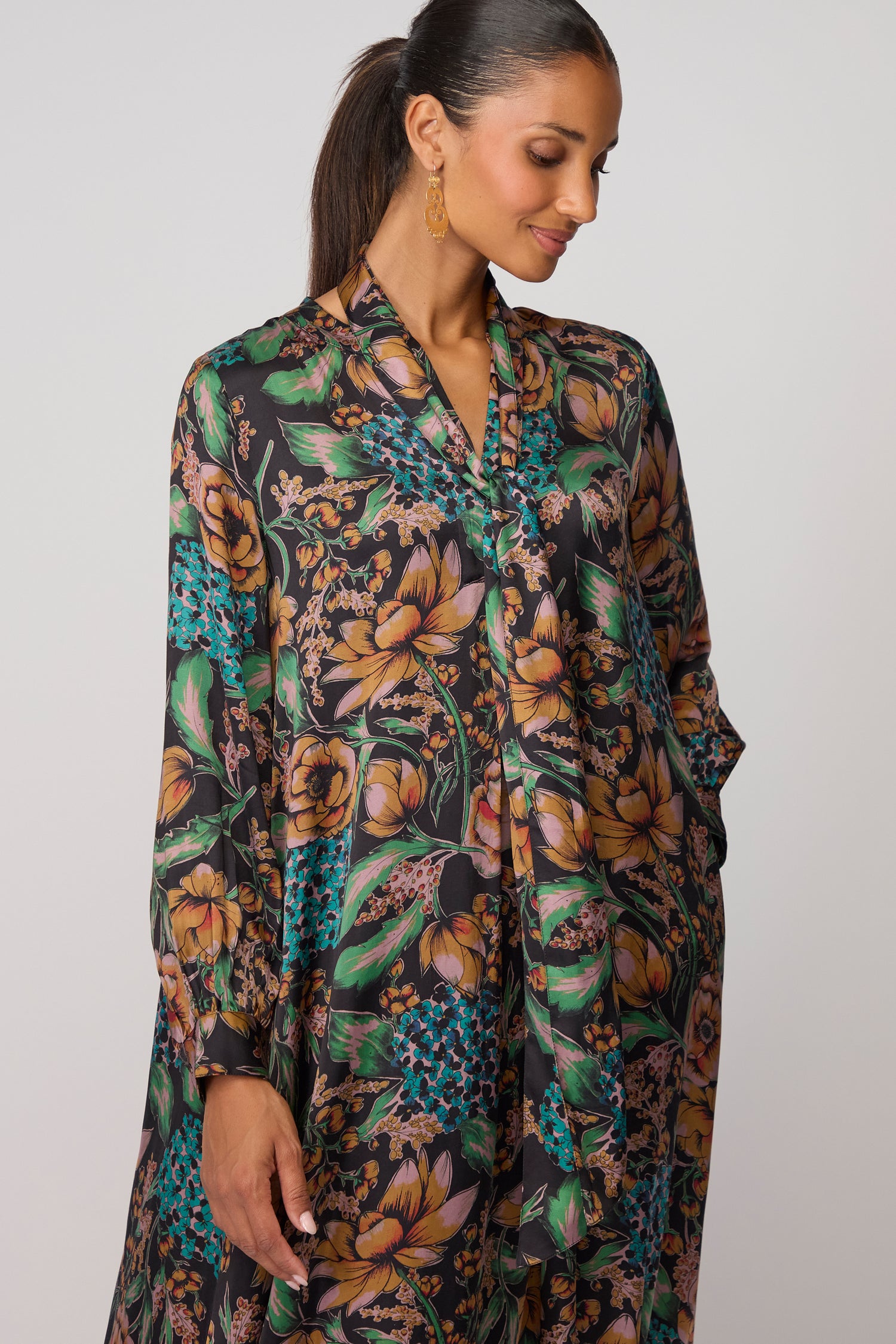 Autumn Hydrangeas Tie Dress